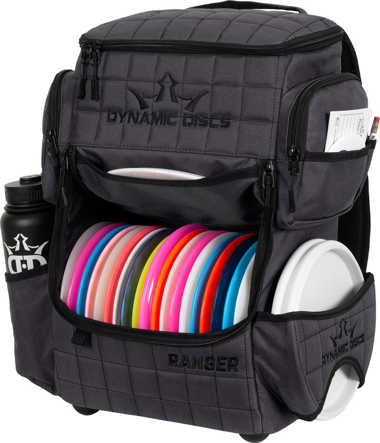 DD DYNAMIC DISCS Ranger Disc Golf Backpack - 18+ Disc Capacity with Large Main Compartment & On-Deck Putter Pouch (Holds 2 Putters) - Heather Charcoal - Perfect for Tournament Play & Outdoor Disc Golf Adventures