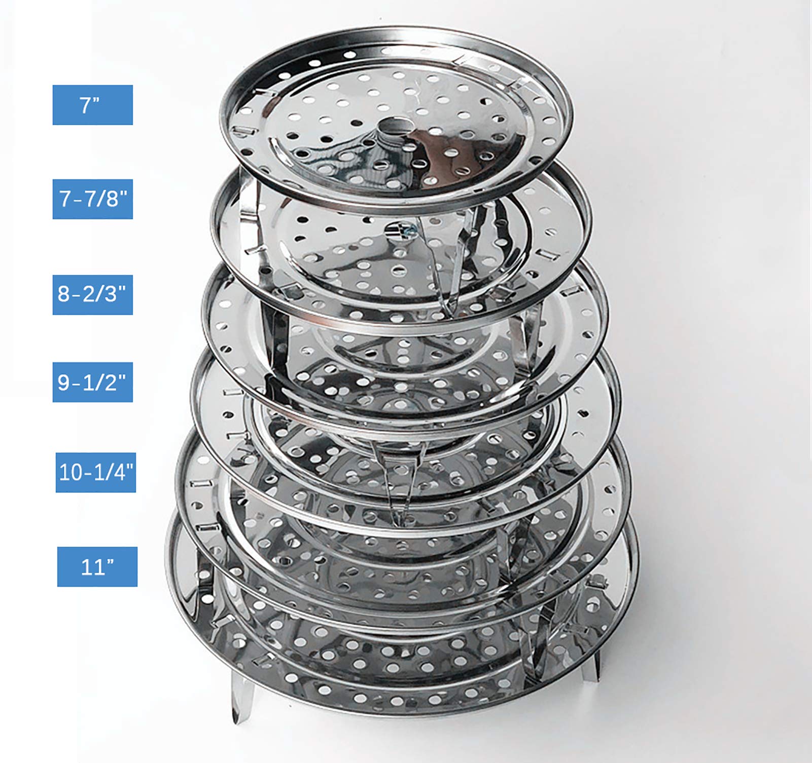 10.8 Inch Stainless Steel Cooker Rack 2-Pack - Pressure Canner Rack with 3 Short & 3 Tall Detachable Legs for Cooking, Baking, Steaming, Toasting - Perfect for Canning Jars, Bread, Toast, Salad Prep (10.8