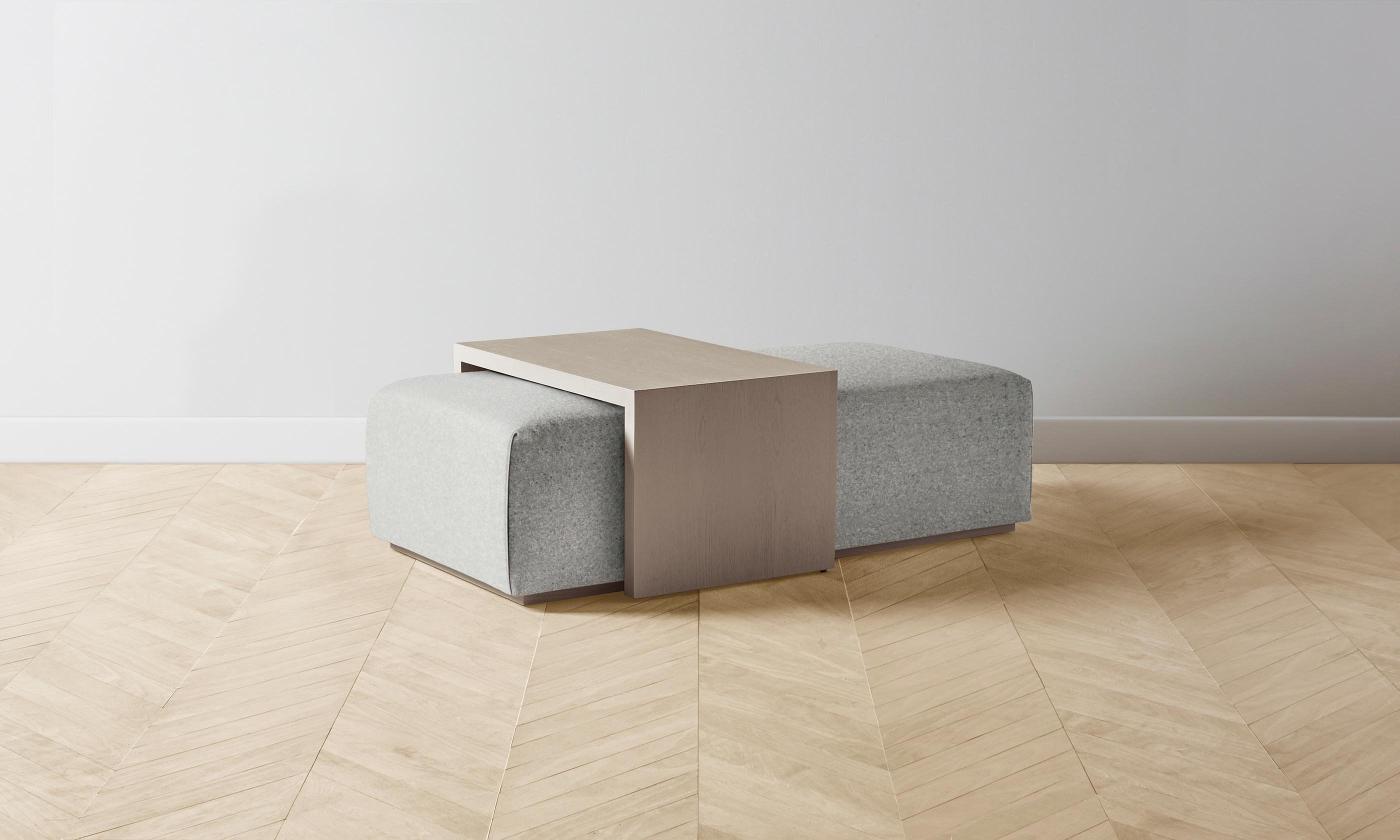 The Bowery Ottoman - Premium Merino Wool in Heather Grey - Perfect for Living Room, Bedroom & Home Decor