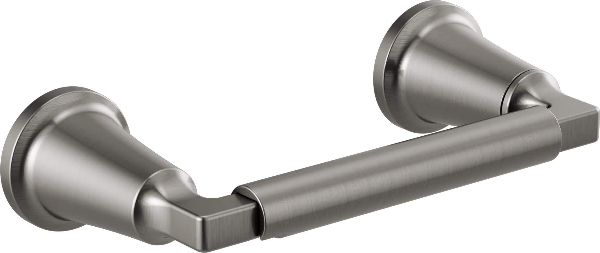 Delta 74855-KS Chrome Toilet Paper Holder - Modern Bathroom Tissue Roll Stand with Easy Installation, Wall Mounted for Home, Hotel & Office Use