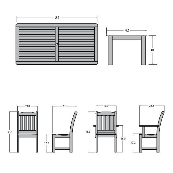 Lehigh 7-Piece Rectangular Outdoor Dining Set - Patio Furniture for Garden, Backyard, Poolside & BBQ Gatherings