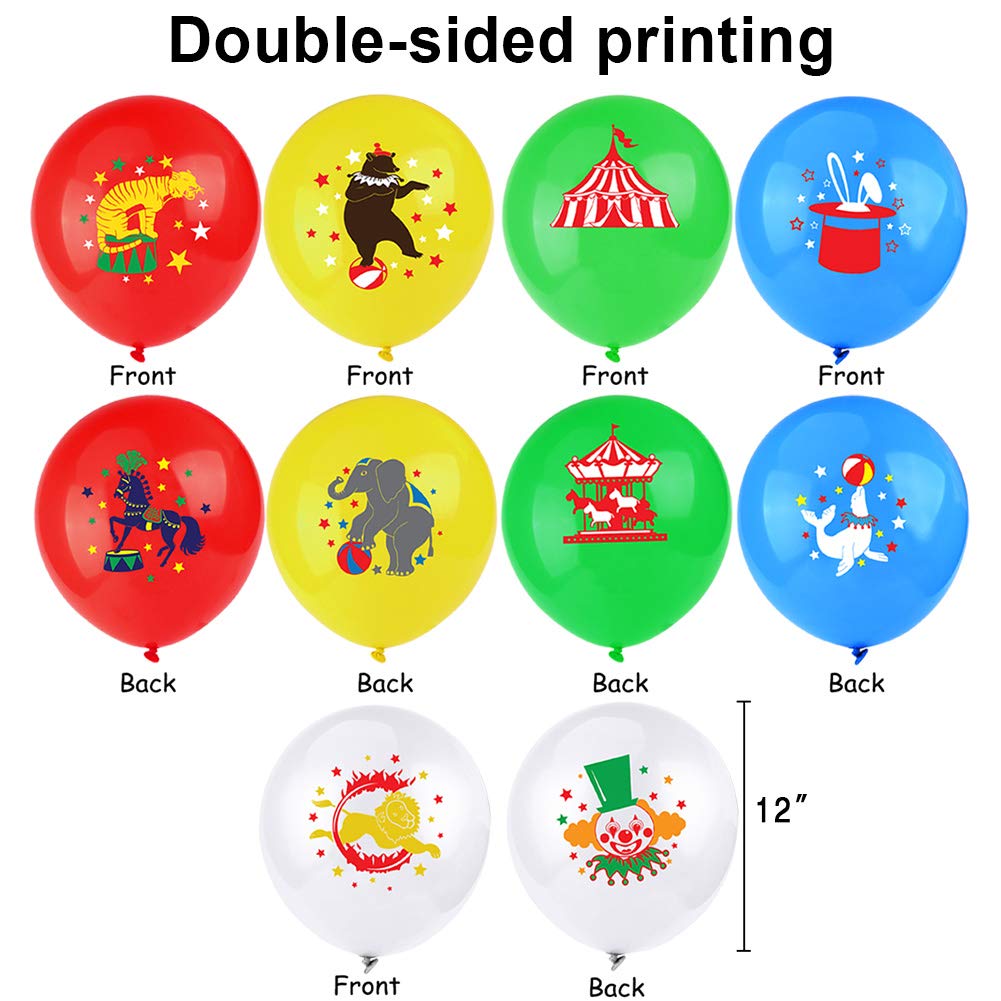 Circus Carnival Party Decorations - 20 Carnival Balloons, 11 Photo Booth Props & Backdrop Banner for Circus Themed Birthday, Baby Shower & Carnival Events