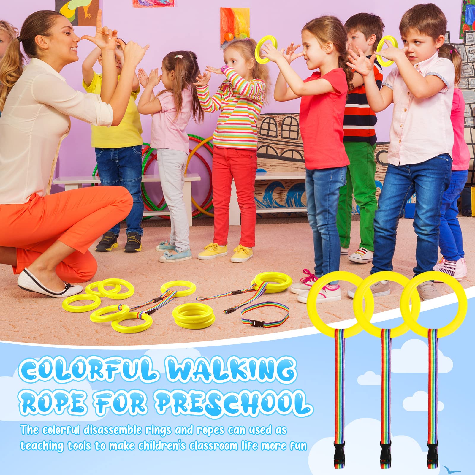 Toddler Walking Rope 12-Pack - Safety Preschool Rope for Daycare & Kindergarten - Outdoor Play & Field Trips
