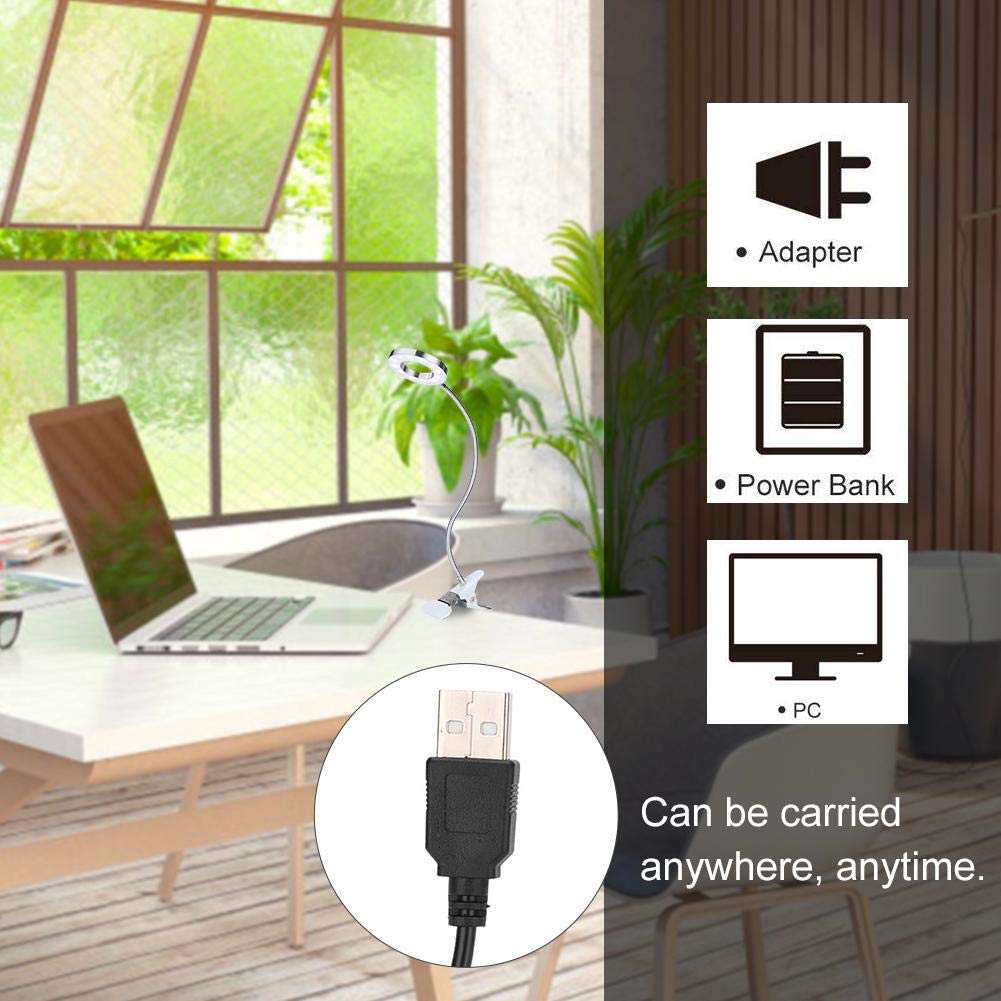 USB Rechargeable LED Desk Lamp - Adjustable Brightness Clip Light for Reading, Makeup, Manicure, Eyebrow & Eyelash Extensions | Perfect for Salon, Home Office & Watch Repair (2 Light Modes)