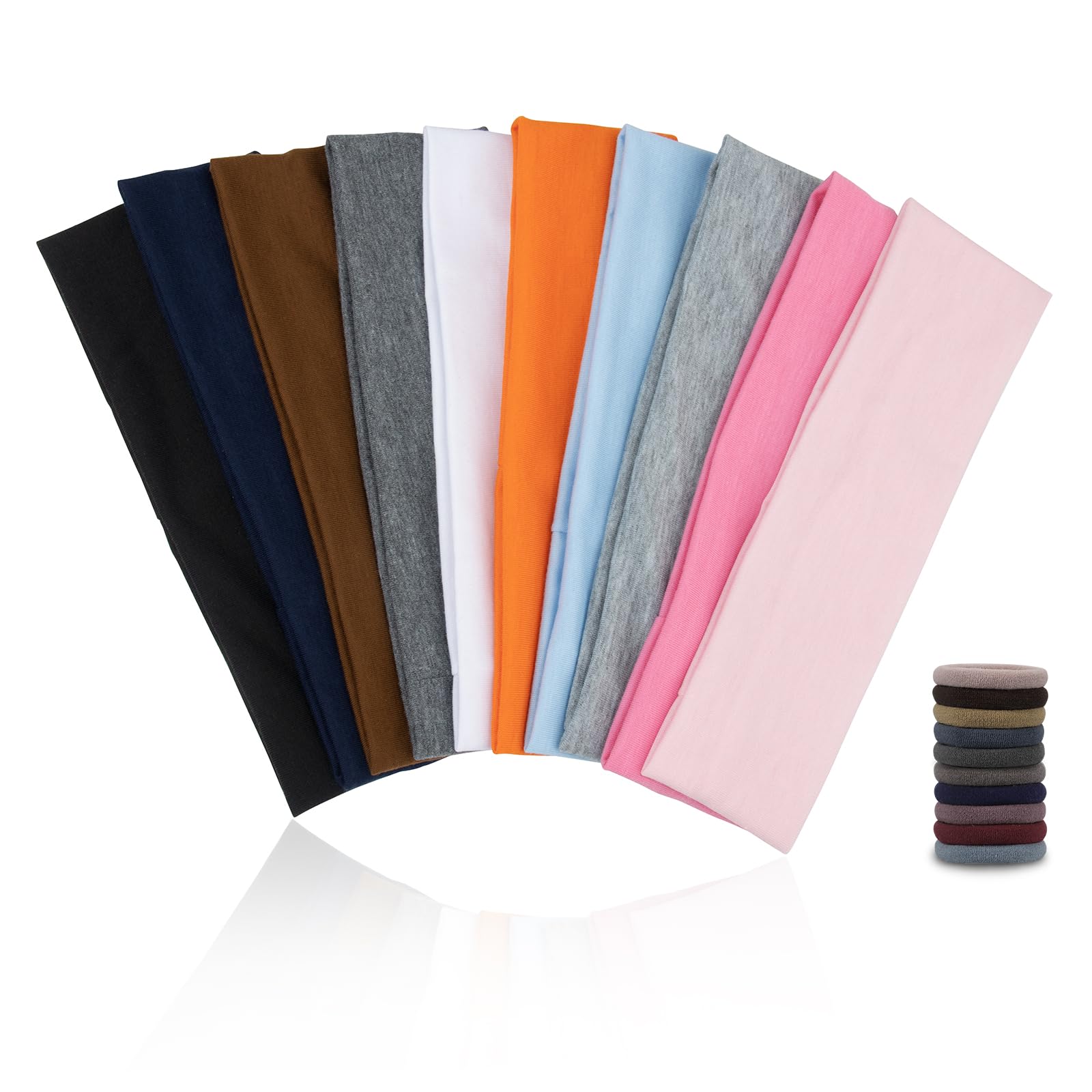 10pcs Non-Slip Headbands for Women - Soft Cotton Elastic Hair Accessories in 10 Colors | Sweat Absorbent Sports Headbands for Gym, Running, Yoga, Spa & Makeup | Perfect for Workouts, Hair Styling and Daily Fashion Wear