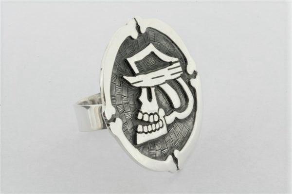 Sterling Silver La Calavera Soldado Skull Ring for Men - Gothic Punk Jewelry, Day of the Dead Inspired Accessory for Halloween, Costume Parties & Alternative Fashion