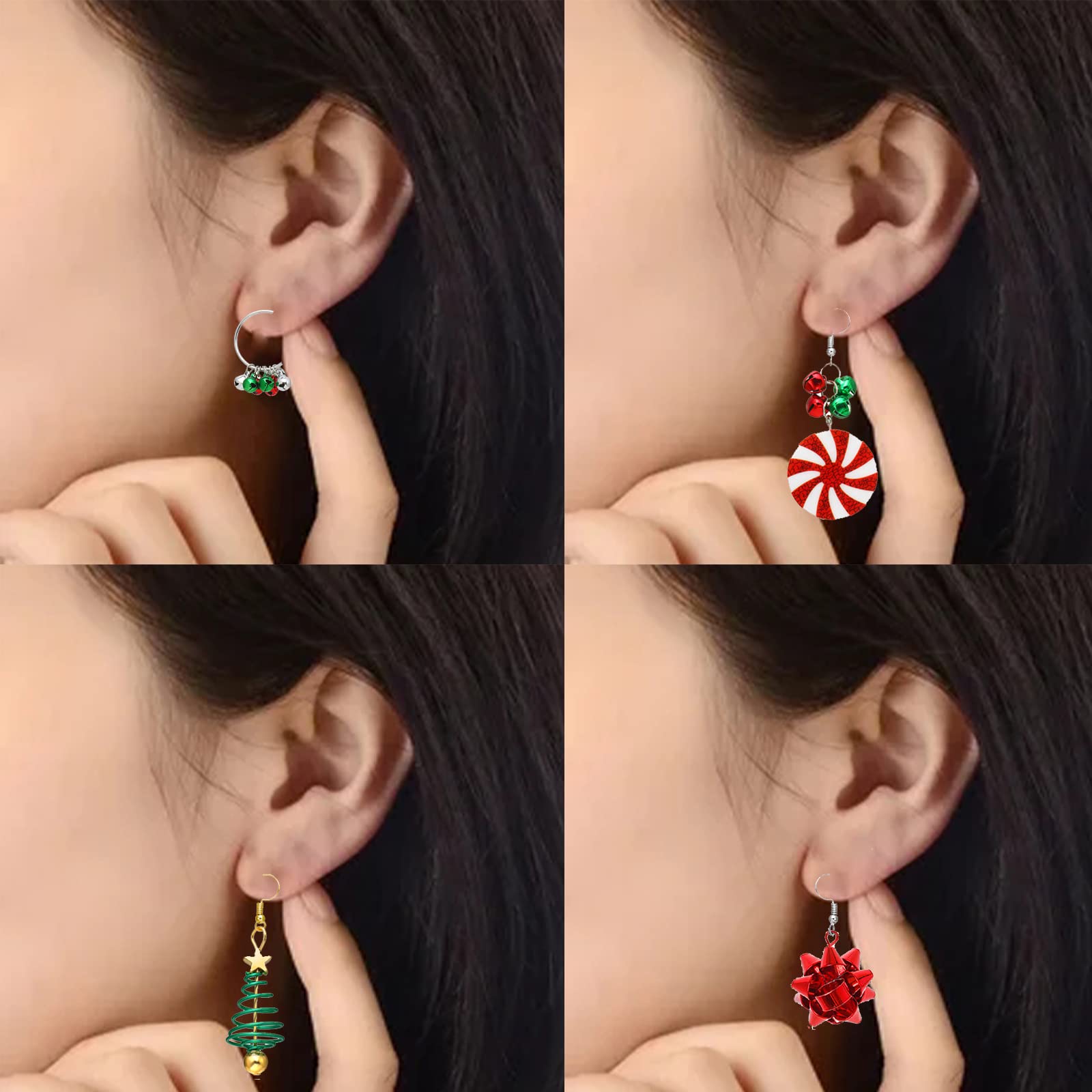 Festive Christmas Earrings for Women - Elegant Bow, Bell, Tree, Snowman & Santa Dangle Jewelry - Perfect Holiday Gift & Stocking Stuffer - Trendy Winter Party Accessories for Christmas Celebrations, Office Parties & Family Gatherings
