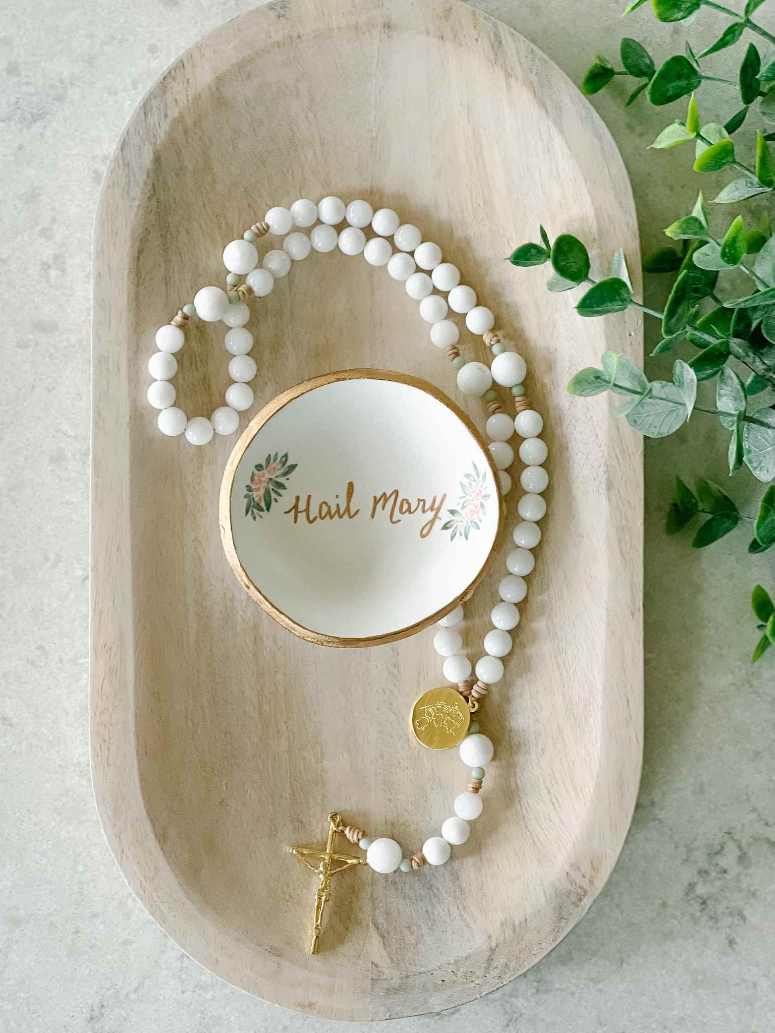 Hail Mary Rosary Dish - Elegant Religious Home Decor for Prayer & Meditation | Perfect for Catholic Gifts, Church Events & Spiritual Spaces