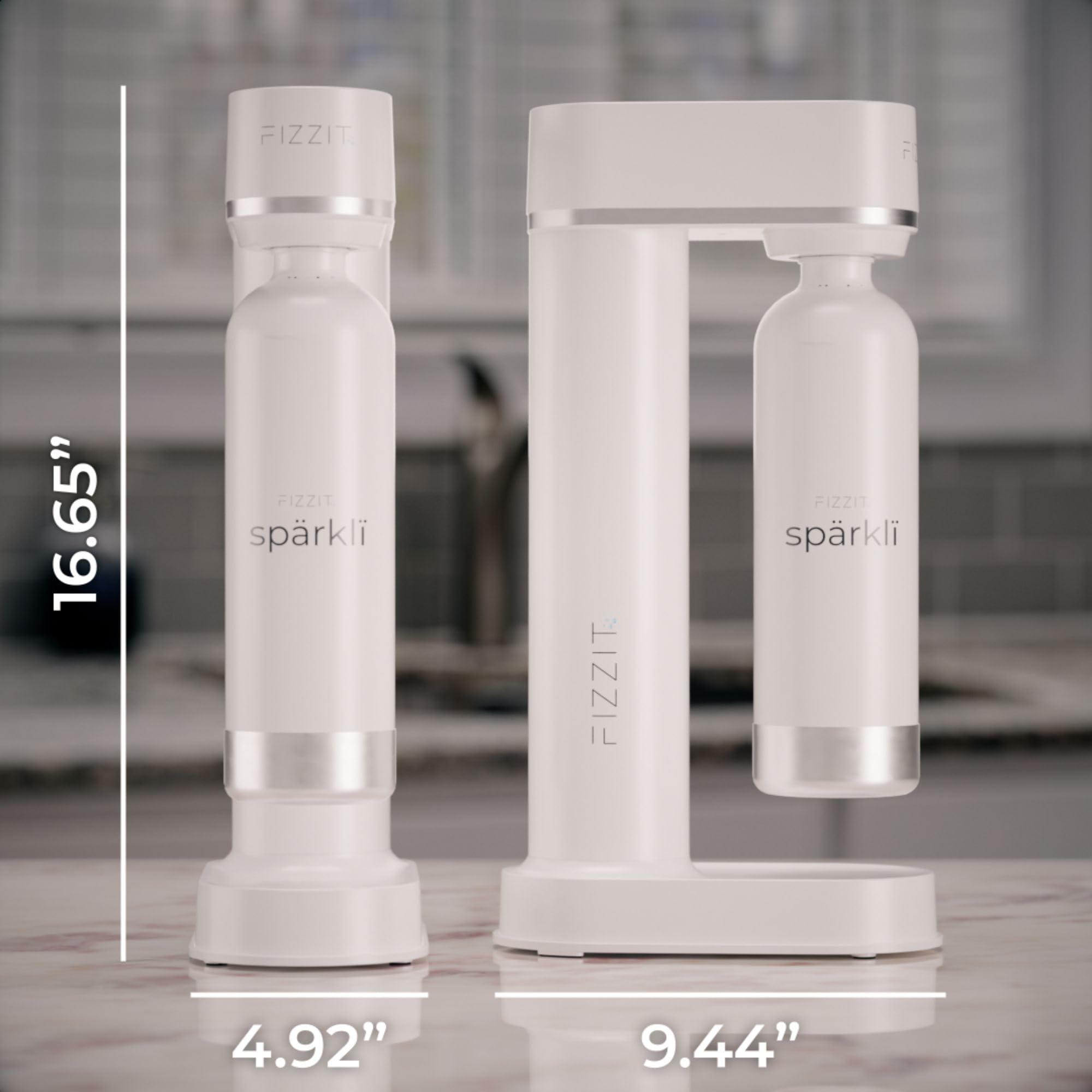 Premium White Stainless Steel Sparkling Water Maker & Soda Machine with CO2 Cylinder - Includes 1L Reusable BPA-Free Bottle for Home Carbonation | Perfect for Healthy Drinks, Cocktails & Party Beverages