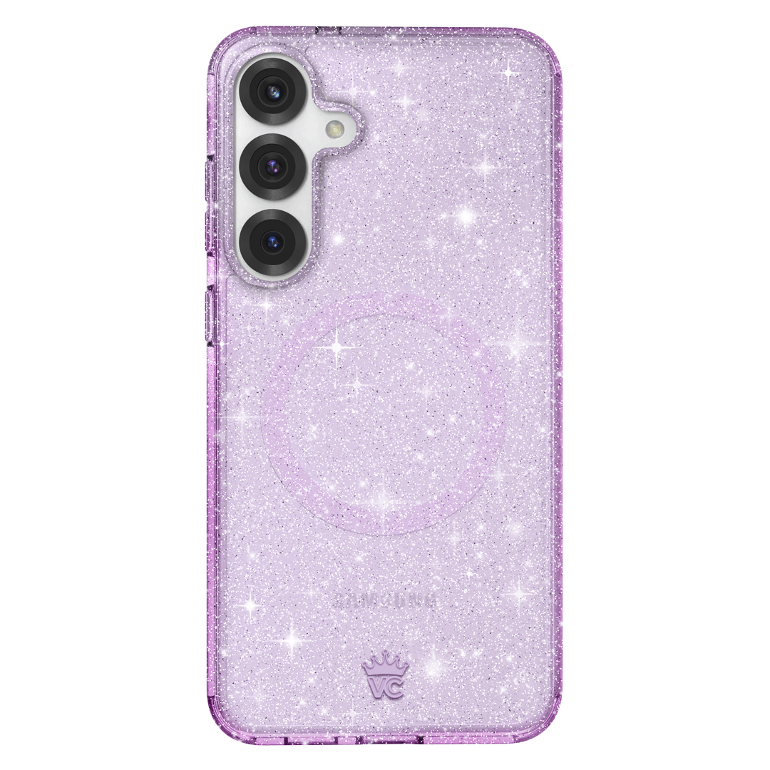 Lilac Stardust Samsung Phone Case - Protective Cover for Galaxy S21/S22/S23 - Trendy Glitter Design - Perfect for Everyday Use & Gift Giving