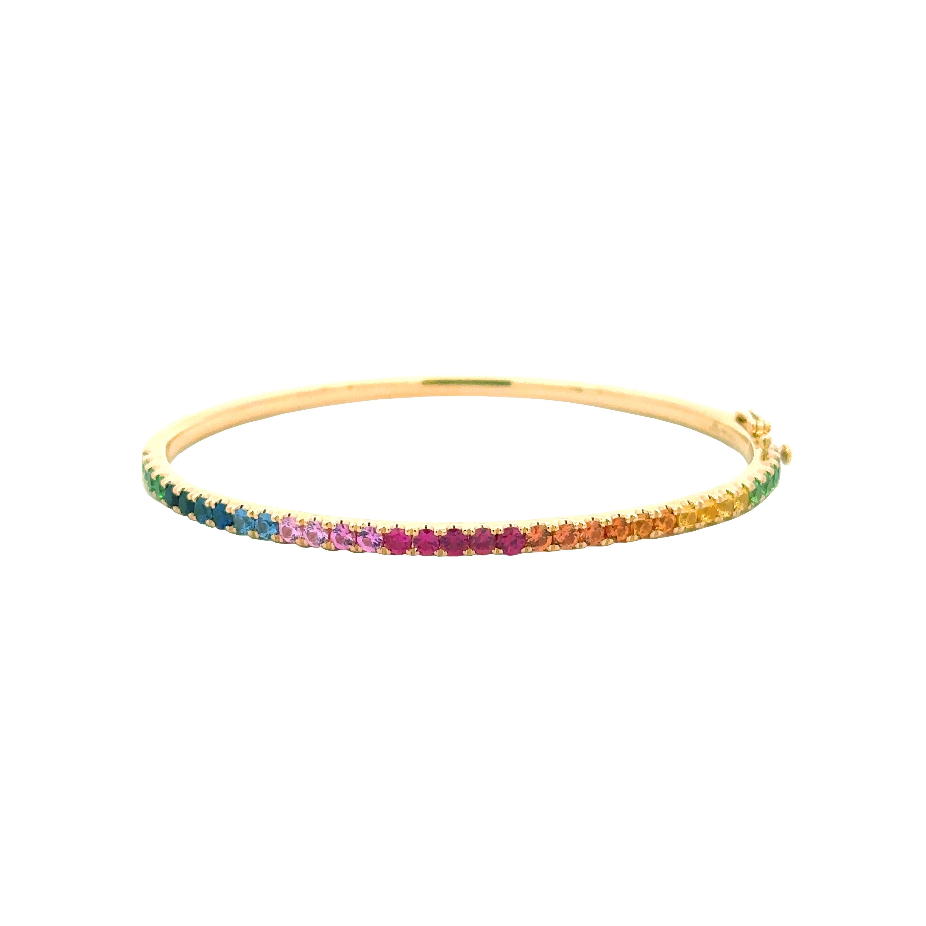 Elegant Kwiat Slim Stackable Bangle with Rainbow Sapphires - Dainty Jewelry for Women, Perfect for Layering & Everyday Wear | Gift for Her, Birthday, Anniversary, Wedding, Party & Special Occasions