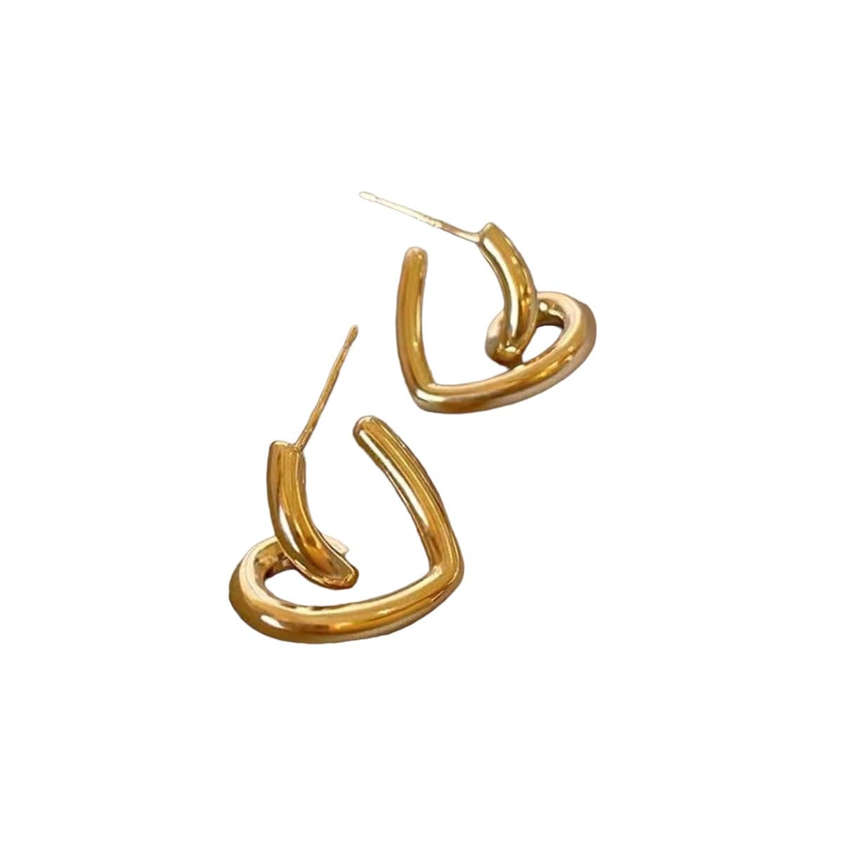 2023 New Korean Fashion Irregular Spiral Metal Heart Drop Earrings for Women - Trendy Party Jewelry Gift for Girls, Elegant Simple Accessories for Date Night & Special Occasions