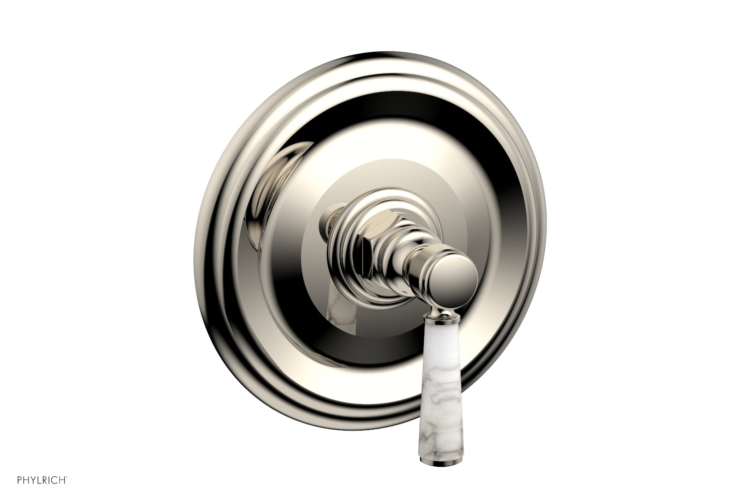 HEX TRADITIONAL Shower Trim Kit with Marble Lever Handle - 4