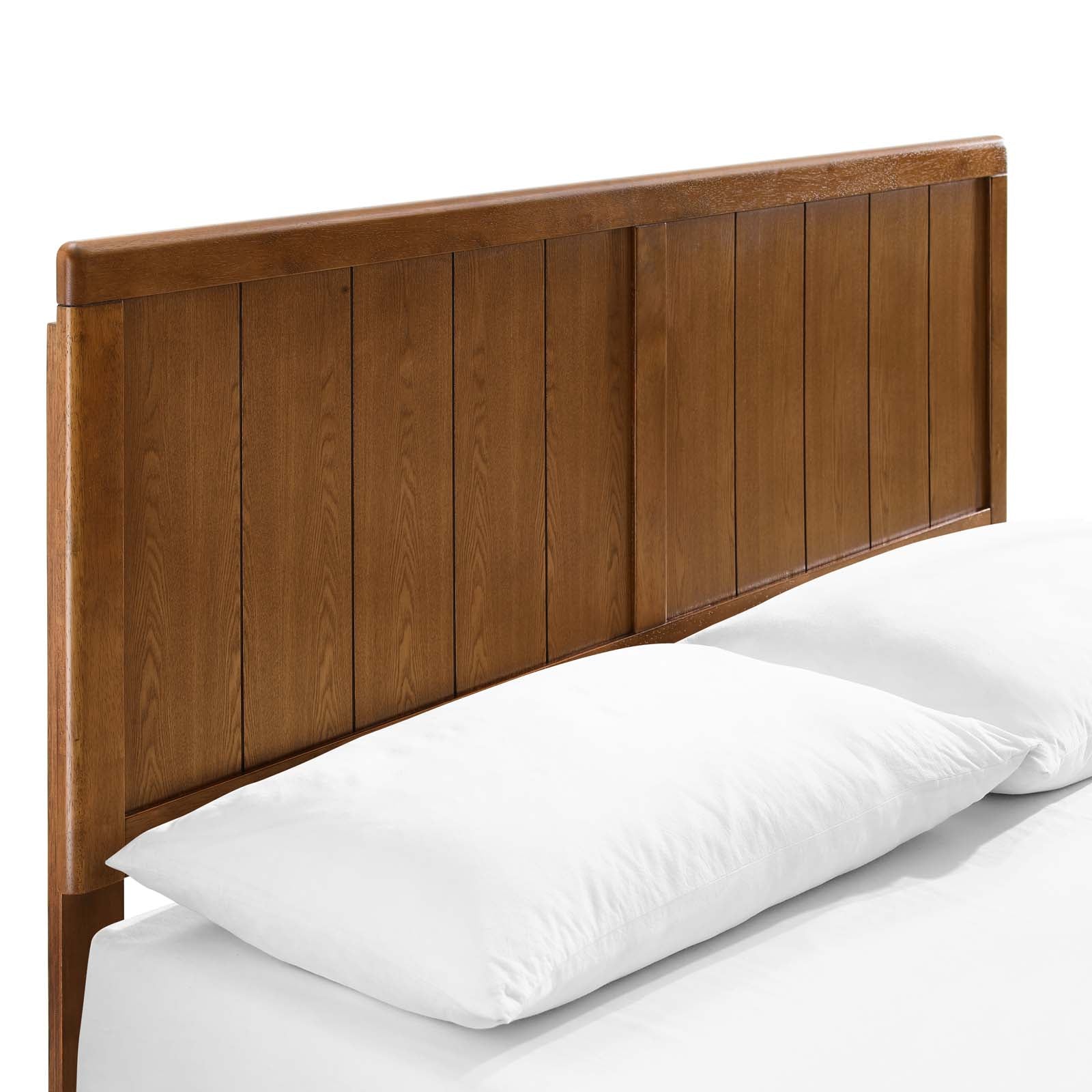 Alana Wood Platform Bed with Angular Frame - Modern Minimalist Bedroom Furniture for Small Spaces & Apartments