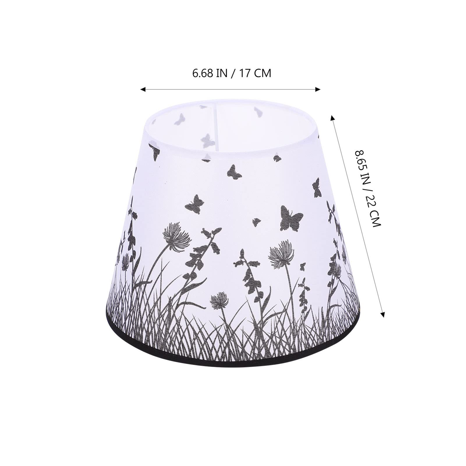 SOLUSTRE Floral Clip-On Drum Lamp Shade - Black Fabric Lampshade Cover for Table, Desk & Nightstand Lamps - Perfect for Bedroom, Living Room & Office Lighting Decor