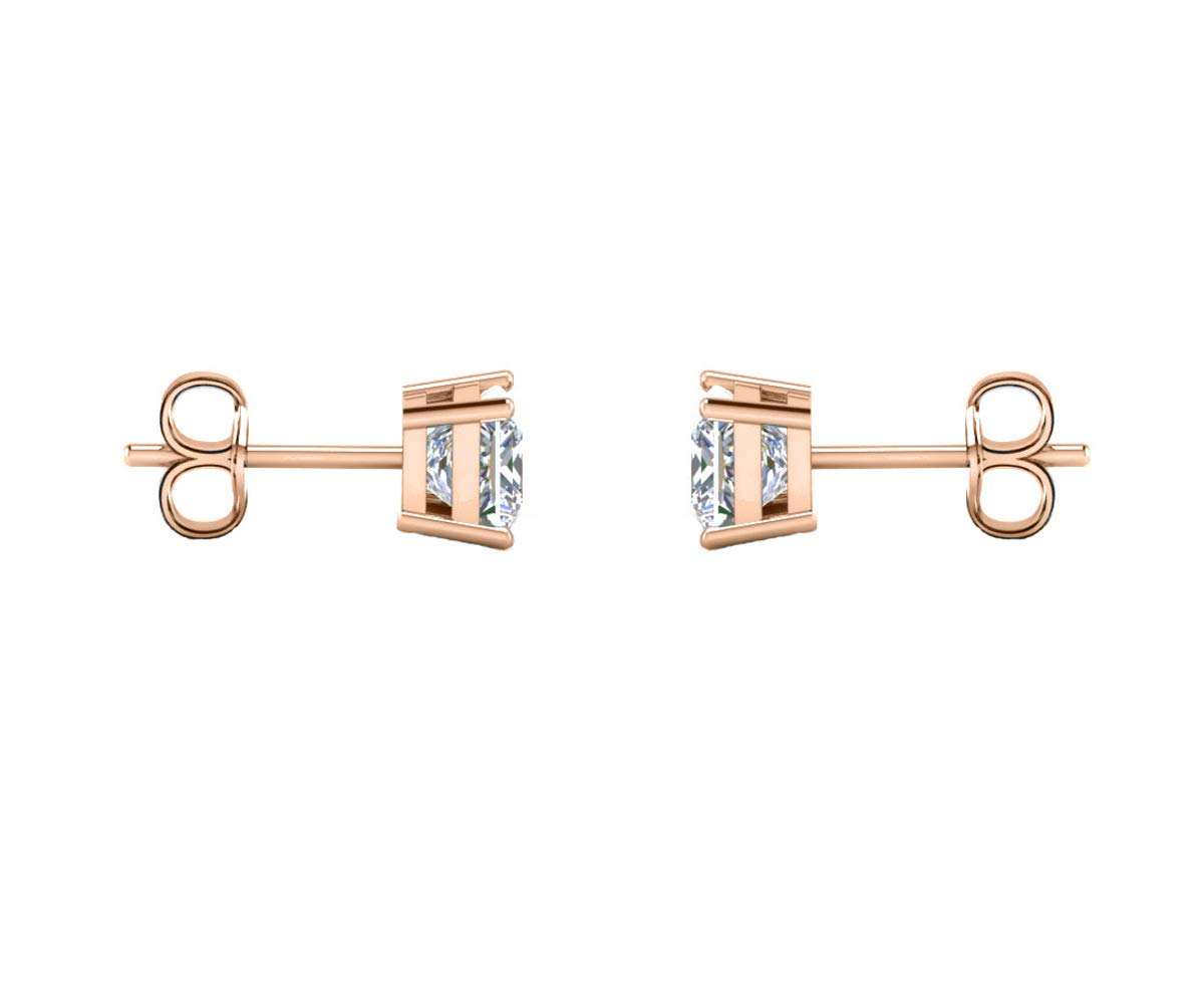 Savlano 14K Rose Gold Plated Cubic Zirconia Stud Earrings Set - 3 Pairs (Princess, Round & Heart Cut) for Women & Men | Gift for Anniversary, Valentine's Day & Everyday Wear