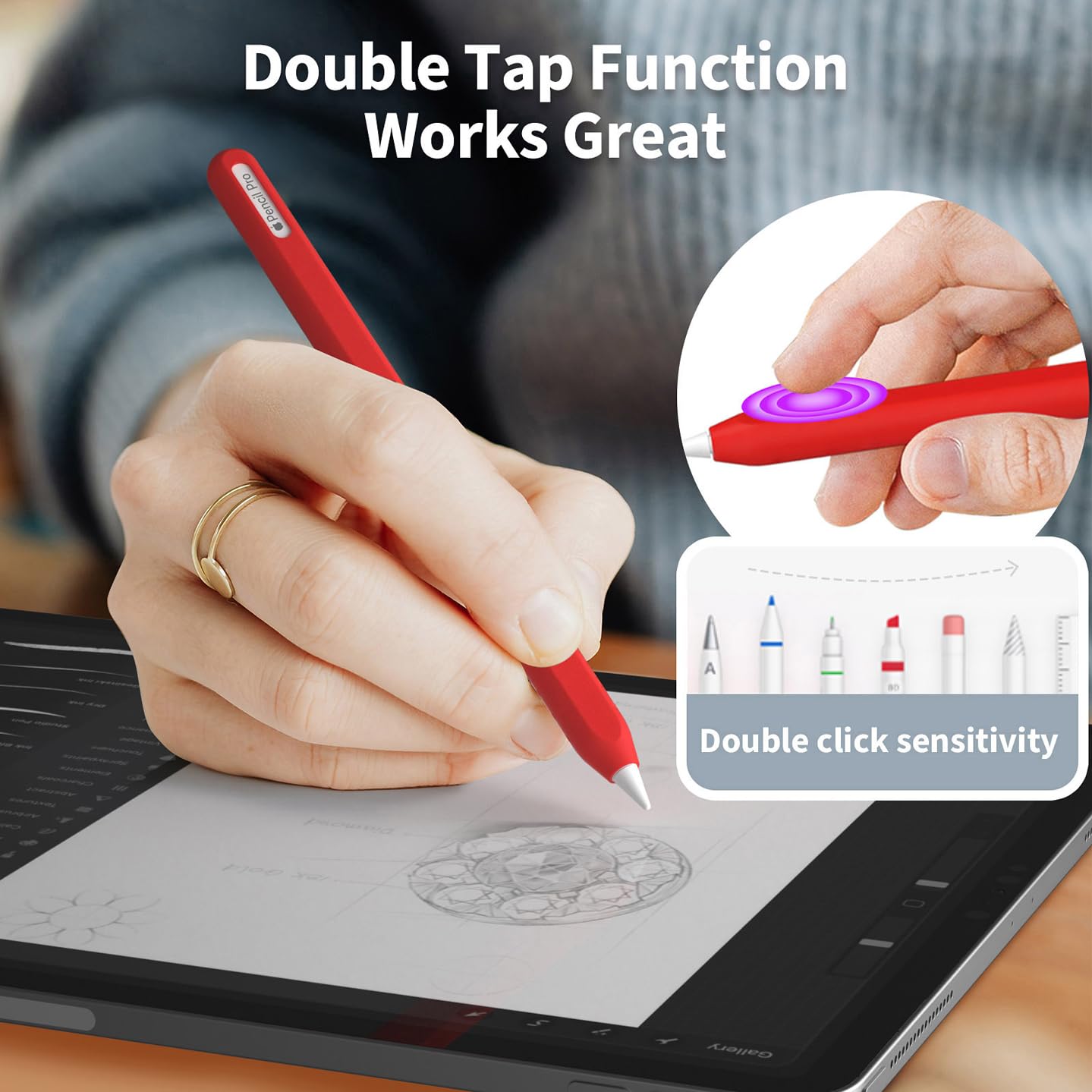Ultra Thin Protective Silicone Case Cover for Apple Pencil Pro & 2nd Generation - Lightweight Pencil Sleeve with Anti-Scratch Design (Red) | Perfect for Drawing, Note-Taking & iPad Pro Stylus Protection