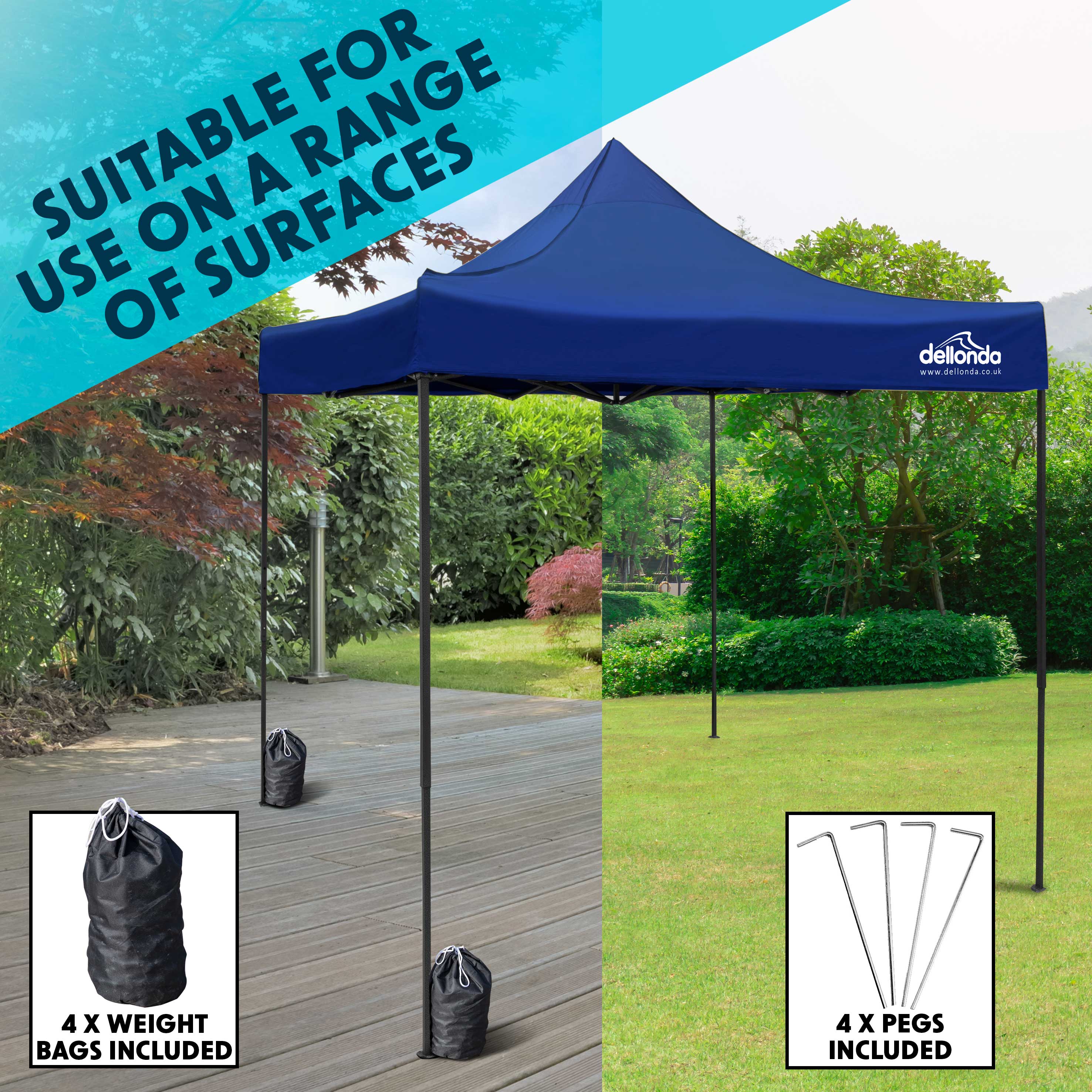Premium 3x4.5m Waterproof Pop Up Gazebo with Carry Bag, Stakes & Weight Bags - Blue (DG135) for Outdoor Parties, Camping & Beach Events