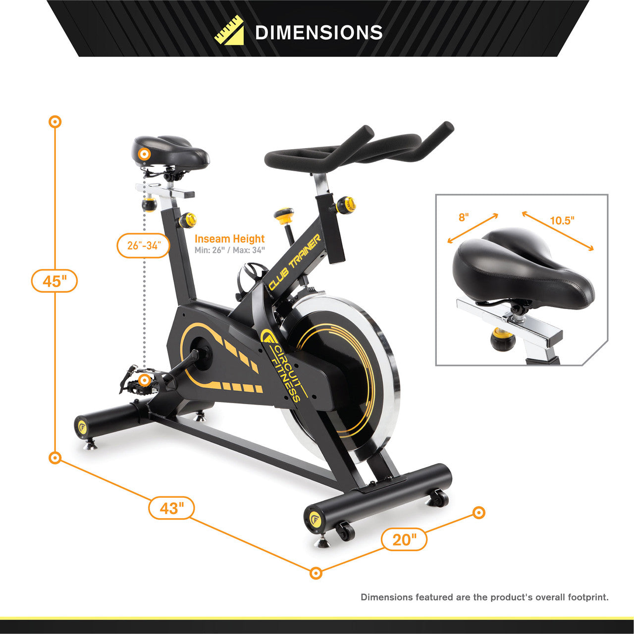 Circuit Fitness AMZ 955BK BT Indoor Cycling Bike - 40 lbs Flywheel, Bluetooth Connectivity, Quiet Belt Drive System | Home Gym Cardio Workout Equipment for Weight Loss & Fitness Training