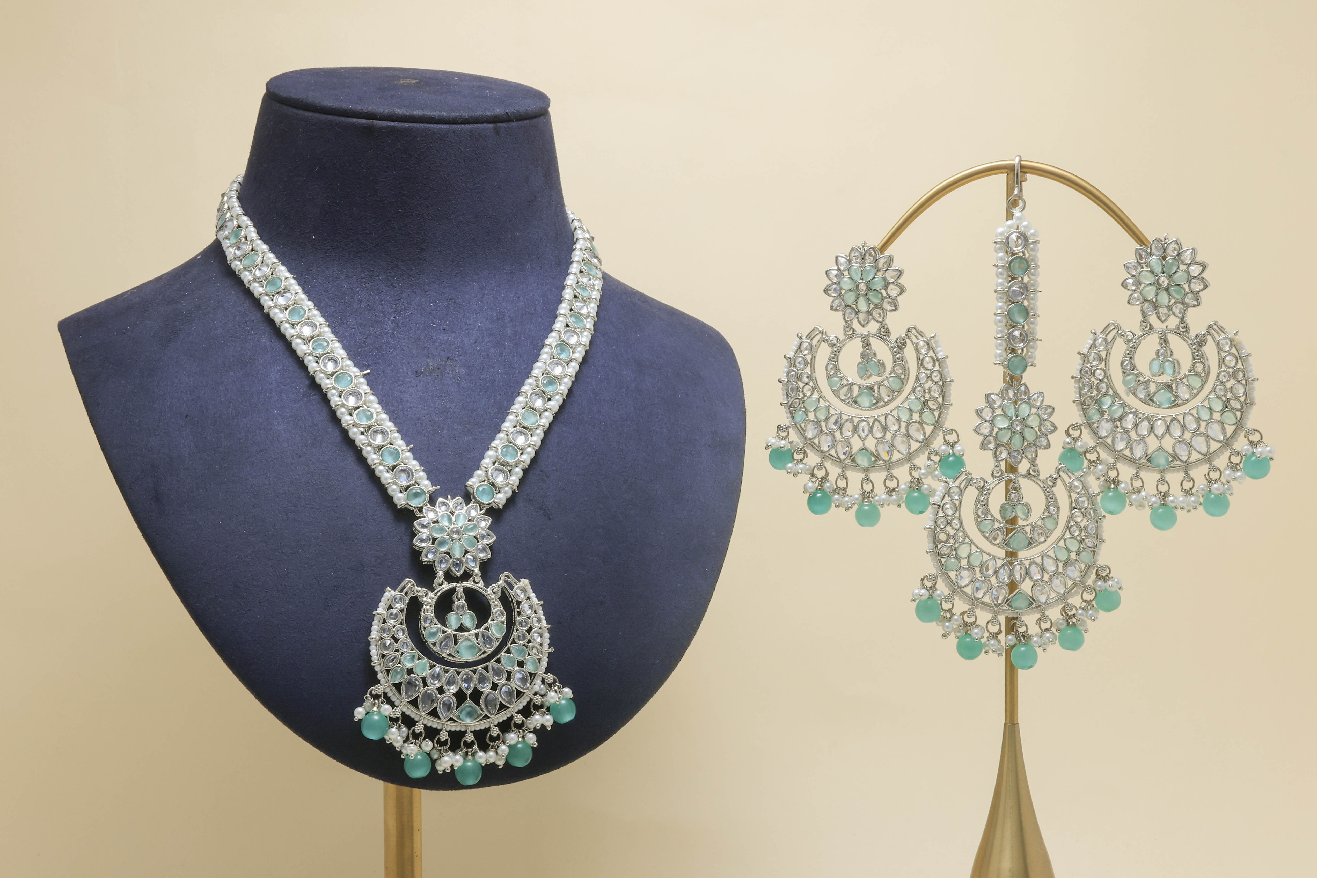 RHEA POLKI MALA Full Set - Authentic Indian Jewelry for Women | Perfect for Weddings, Festivals & Special Occasions