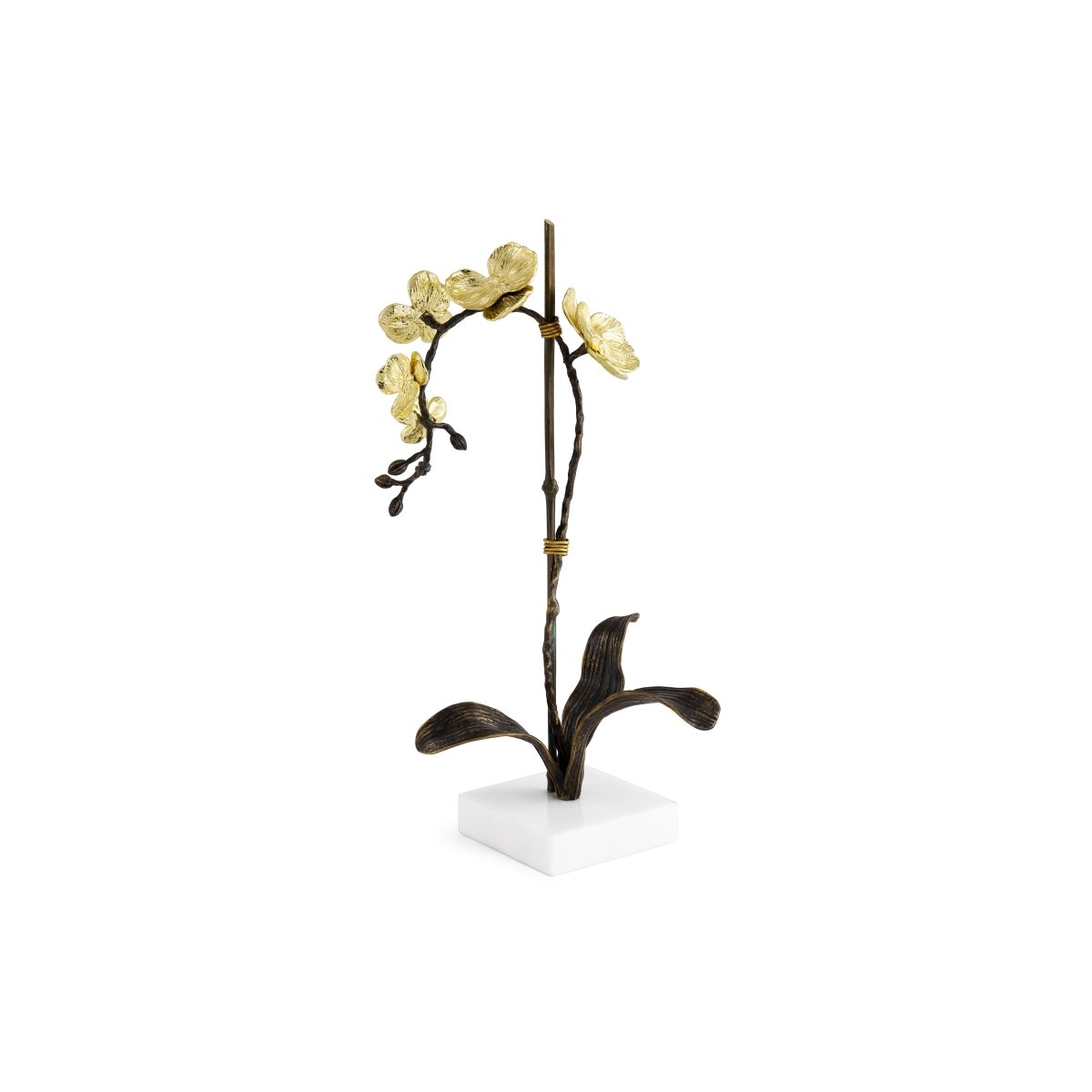 Elegant Gold Orchid Stem Sculpture - Handcrafted Home Decor for Living Room, Wedding Centerpiece, and Luxury Gift Ideas