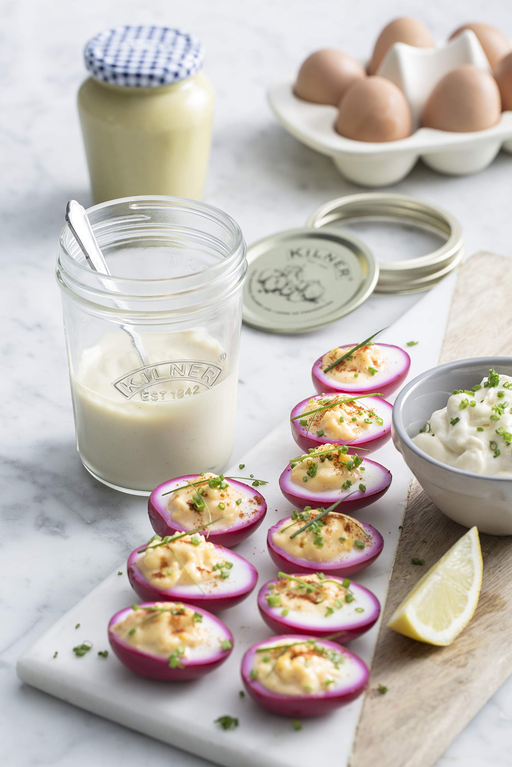 Kilner Glass Mayonnaise Maker & Sauce Jar Set - Perfect for Homemade Dressings, Dips, and Condiments | Ideal for Kitchen, BBQ, and Picnic Use
