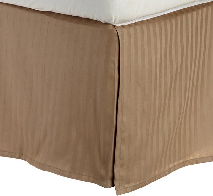 Premium Egyptian Cotton 300 Thread Count Striped Bed Skirt - Luxury Fitted Dust Ruffle for King/Queen Size Beds - Perfect for Master Bedrooms & Guest Rooms