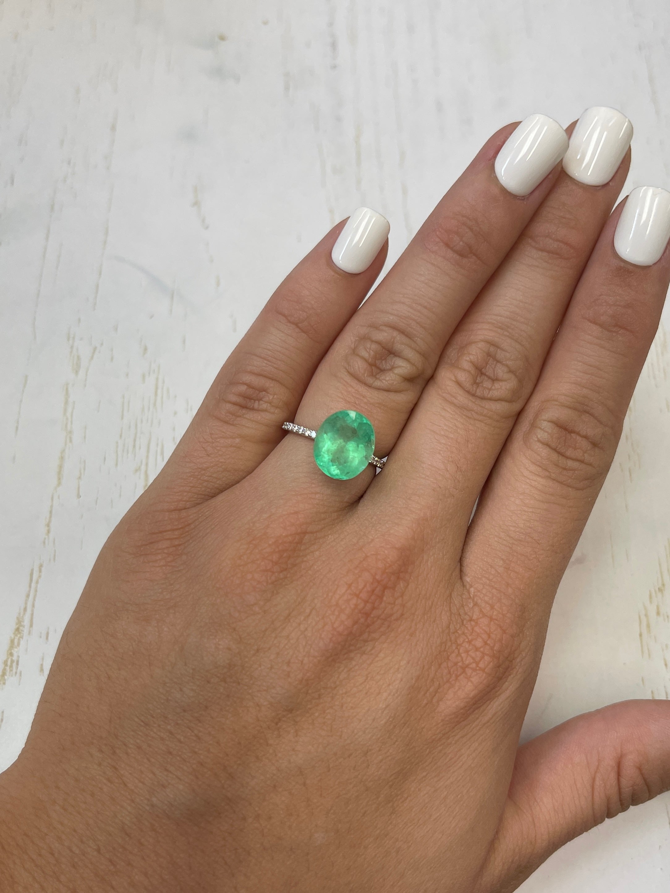 5.21 Carat 12x10mm Yellowish Green Natural Loose Colombian Emerald Oval Cut Gemstone for Jewelry Making, Engagement Rings & Luxury Collections