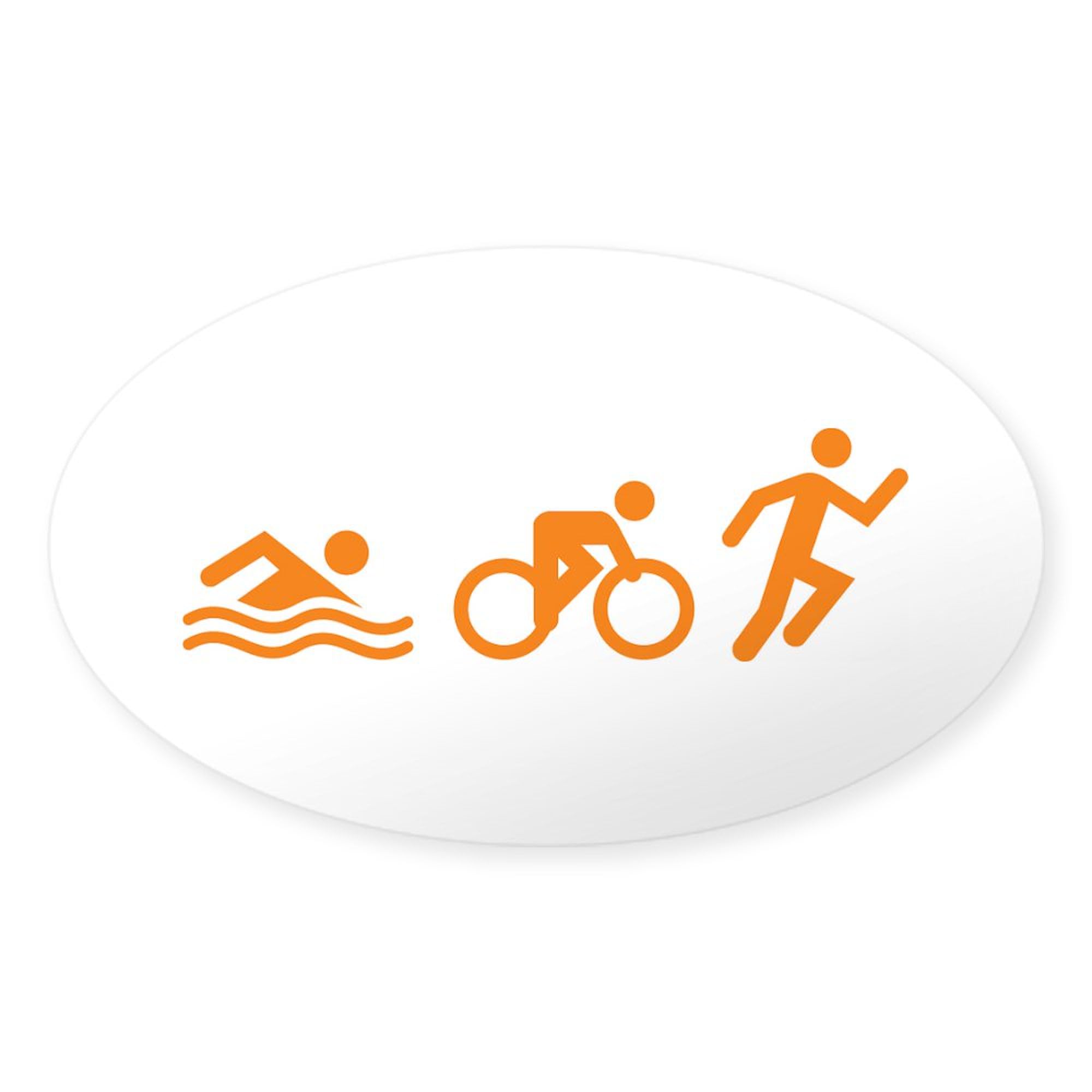 Triathlon Swim Bike Run Oval Car Bumper Sticker - Durable Vinyl Decal for Athletes & Sports Fans - Perfect for Cars, Laptops, Water Bottles & Gym Equipment