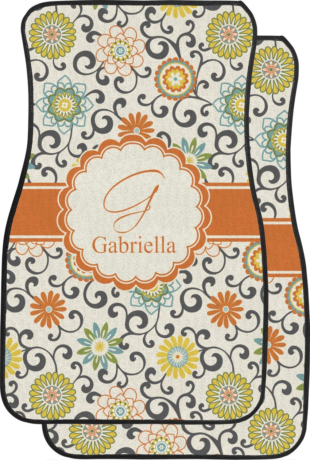 Custom Swirl & Floral Design Car Floor Mats Set - 2 Front & 2 Rear Mats for Cars, SUVs & Trucks | Waterproof & Non-Slip Protection | Perfect for Daily Commute, Road Trips & Family Travel