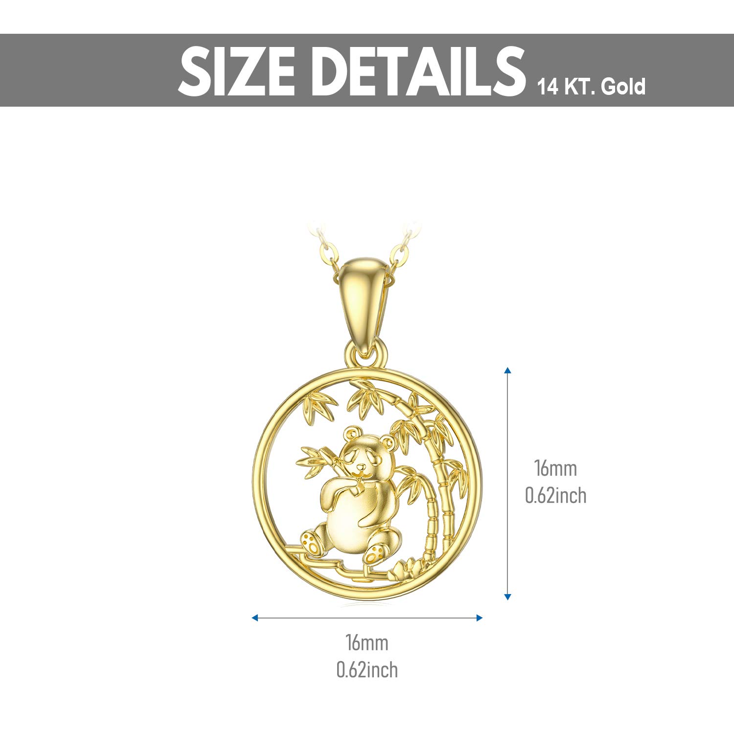 14K Solid Gold Panda Necklace for Women - Real Gold Cute Animal Panda Bear Pendant Jewelry - Perfect Gift for Wife, Mom, Girlfriend - 16-18 Inch Chain - Birthday, Anniversary, Valentine's Day Present