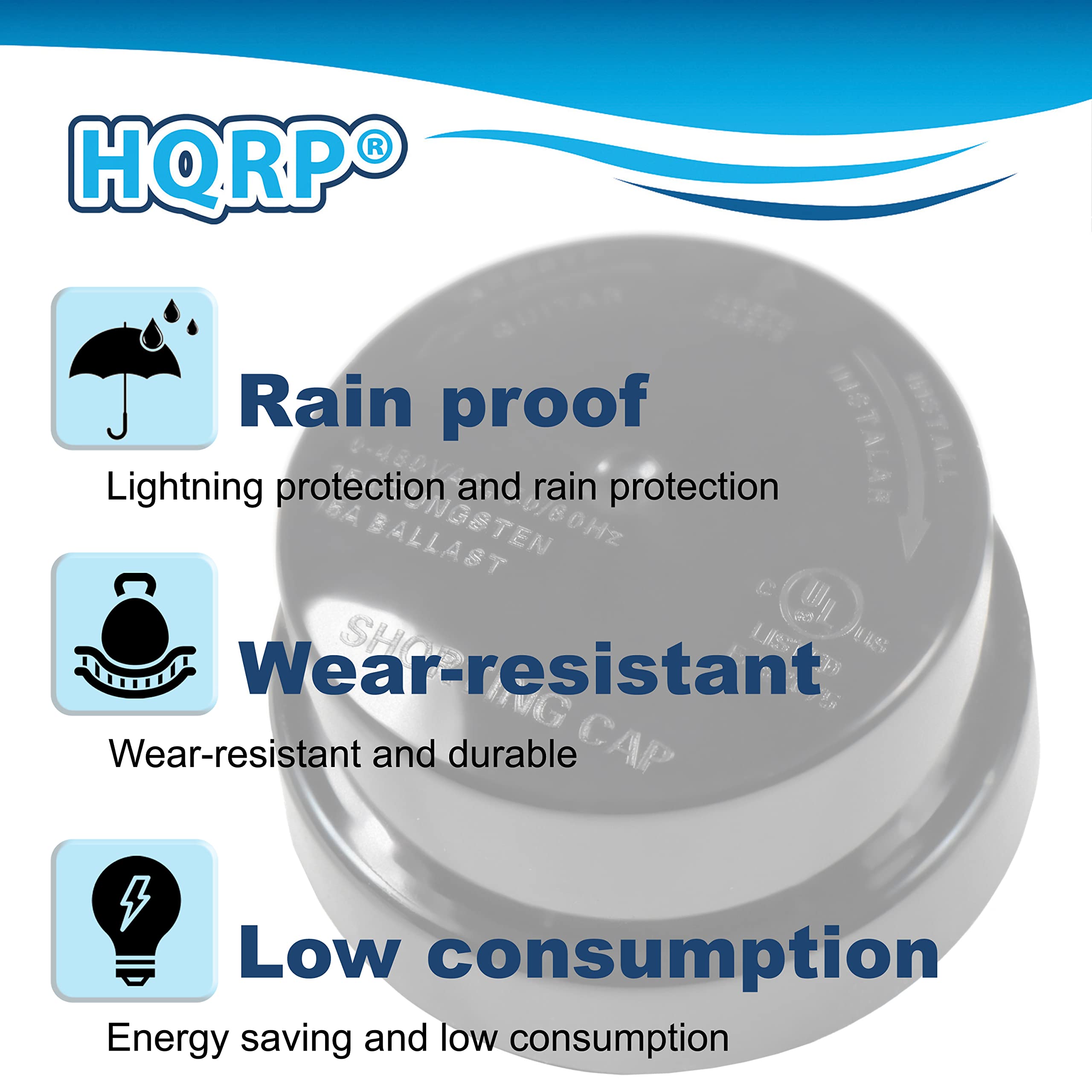 HQRP 4-Pack Photocell Sensor Shorting Cap - Outdoor Light Photoelectric Switch Short Circuit Cap with Twist Lock Plug for LED Garage Lights, Pole Lights & Landscape Lighting - Perfect for Security Lighting, Parking Lots & Garden Illumination