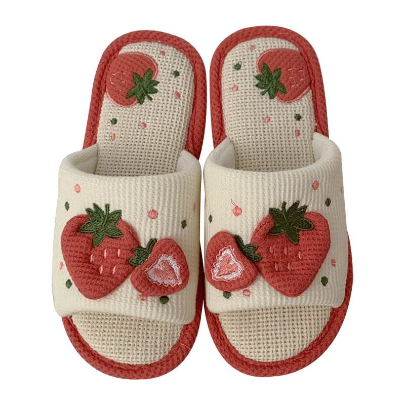 Cozy Strawberry Slippers for Women - Soft Plush House Shoes with Non-Slip Soles - Perfect for Indoor Comfort, Lounge Wear & Gift Giving
