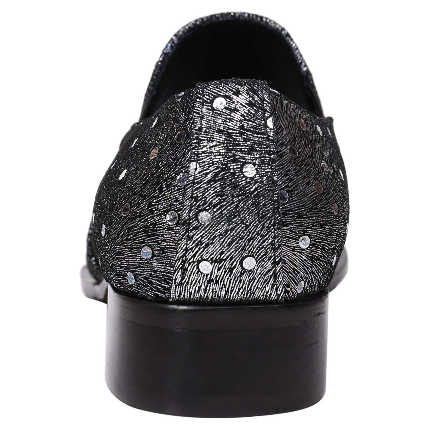 Santimon Men's Loafers - Pointed Toe Sparkling Leather Dress Shoes with Metal Tip for Western Style & Casual Wear | Perfect for Office, Parties, and Special Occasions