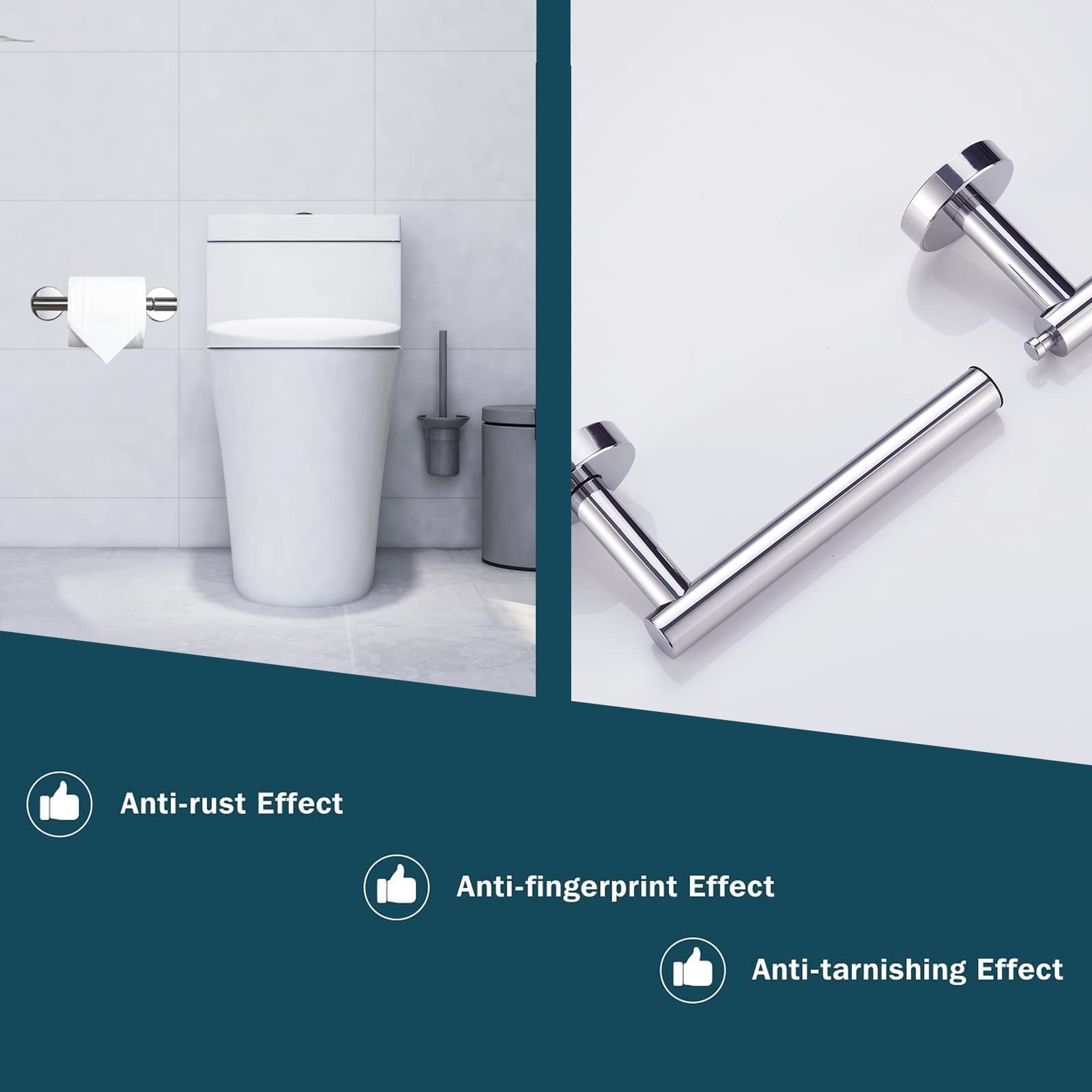 Stainless Steel Toilet Paper Holder - Chrome Double Post Wall Mounted Bathroom Tissue Roll Hanger, SUS304 Pivoting Design for Easy Access | Perfect for Home, Office, and RV Bathrooms