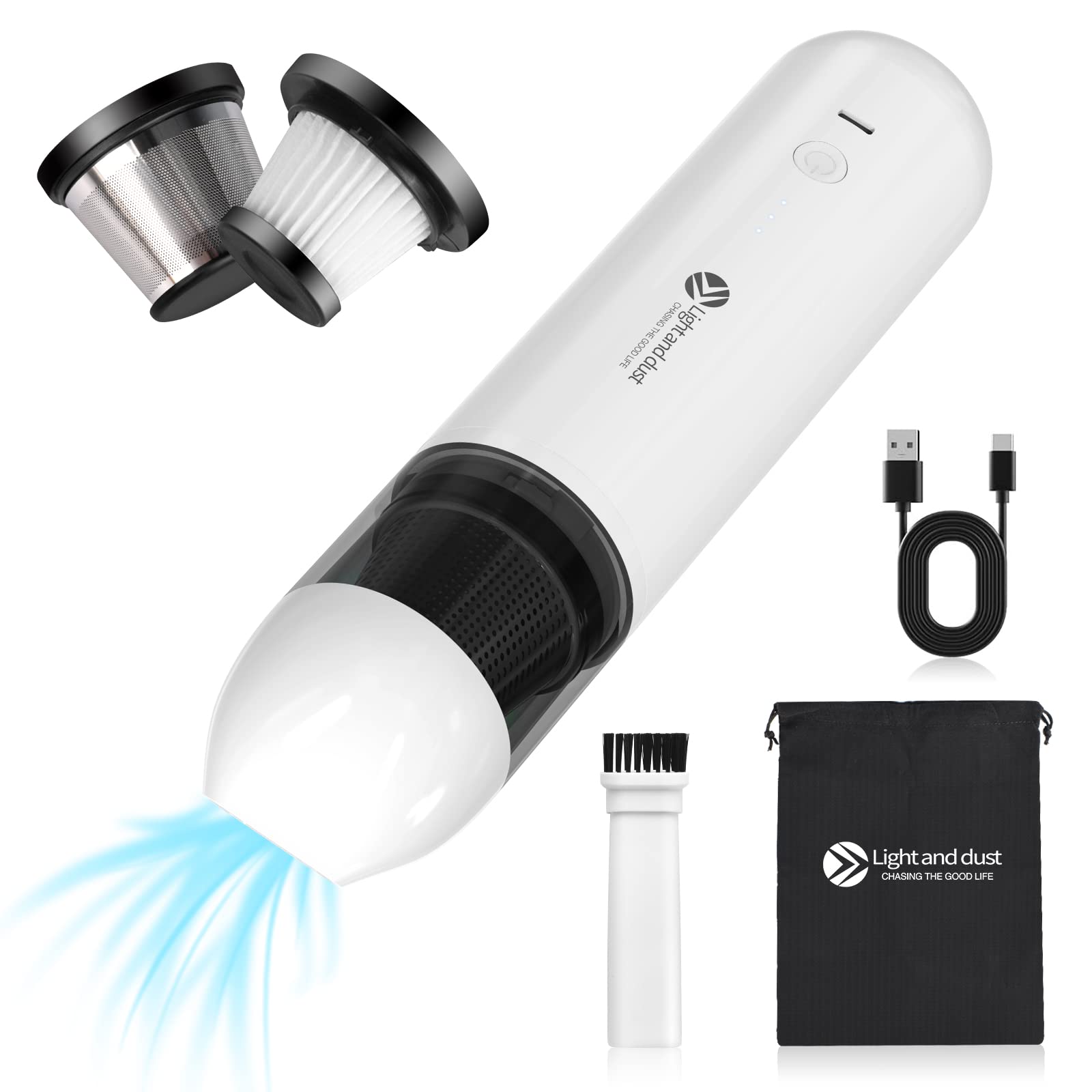 Electric Air Duster & Vacuum Cleaner 2-in-1 - 50000RPM High Speed Compressed Air Blower for Computer, Keyboard, PC, Electronics Cleaning - Reusable 2500mAh Battery Powered - Perfect for Office, Home & Gaming Setup Maintenance