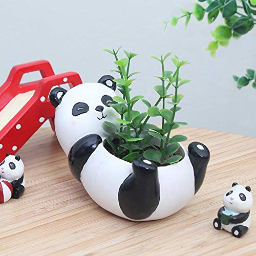 Adorable Panda Flower Pot - Small Resin Succulent Planter with Cute Animal Design - Perfect Desk Decor for Home & Office Plants