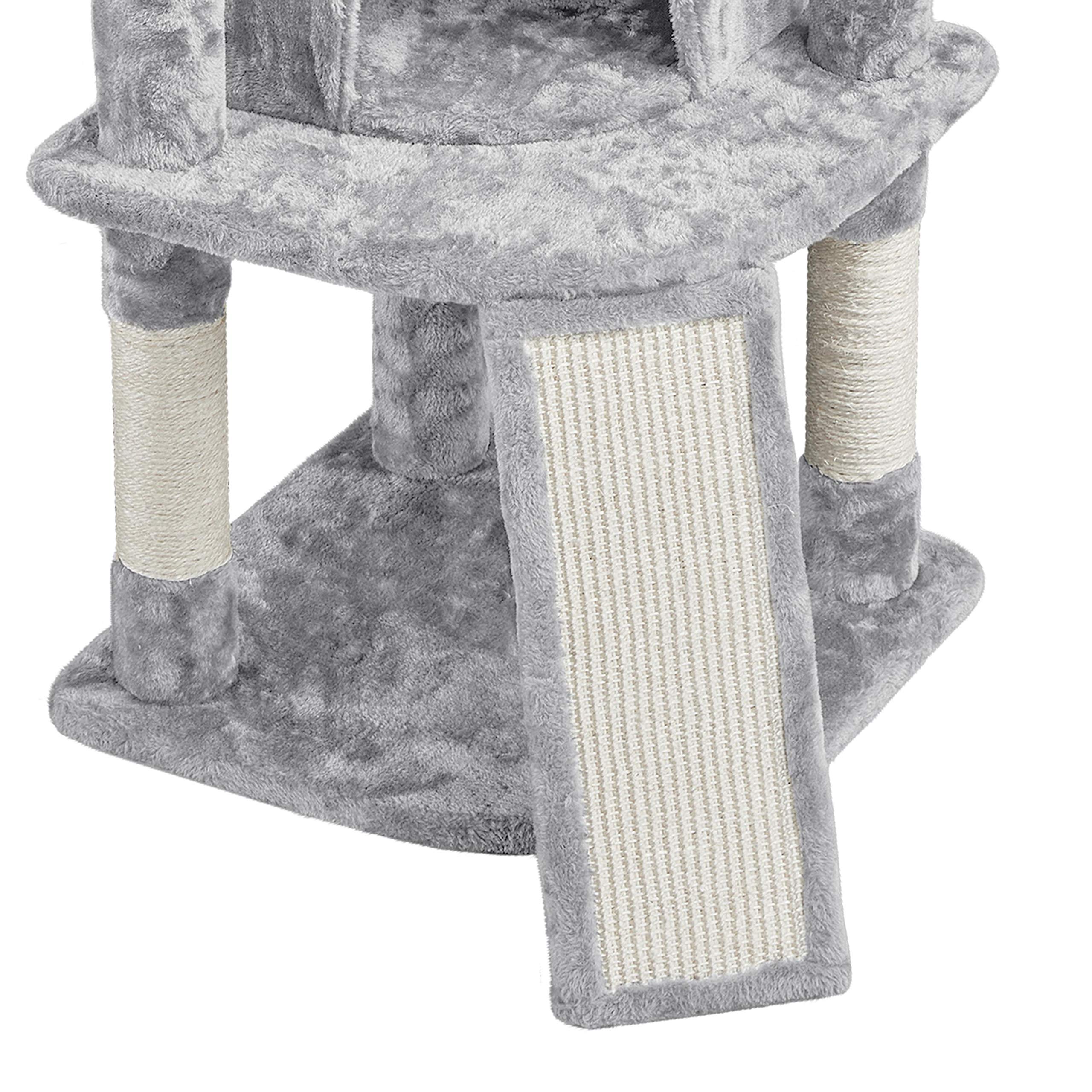 Topeakmart 42 Inch Cat Tree Tower for Indoor Cats - Multi-Level Cat Condo with Perch, Hammock & Scratching Posts - Durable Cat Activity Center & House in Light Gray - Perfect for Small Spaces & Playful Kittens