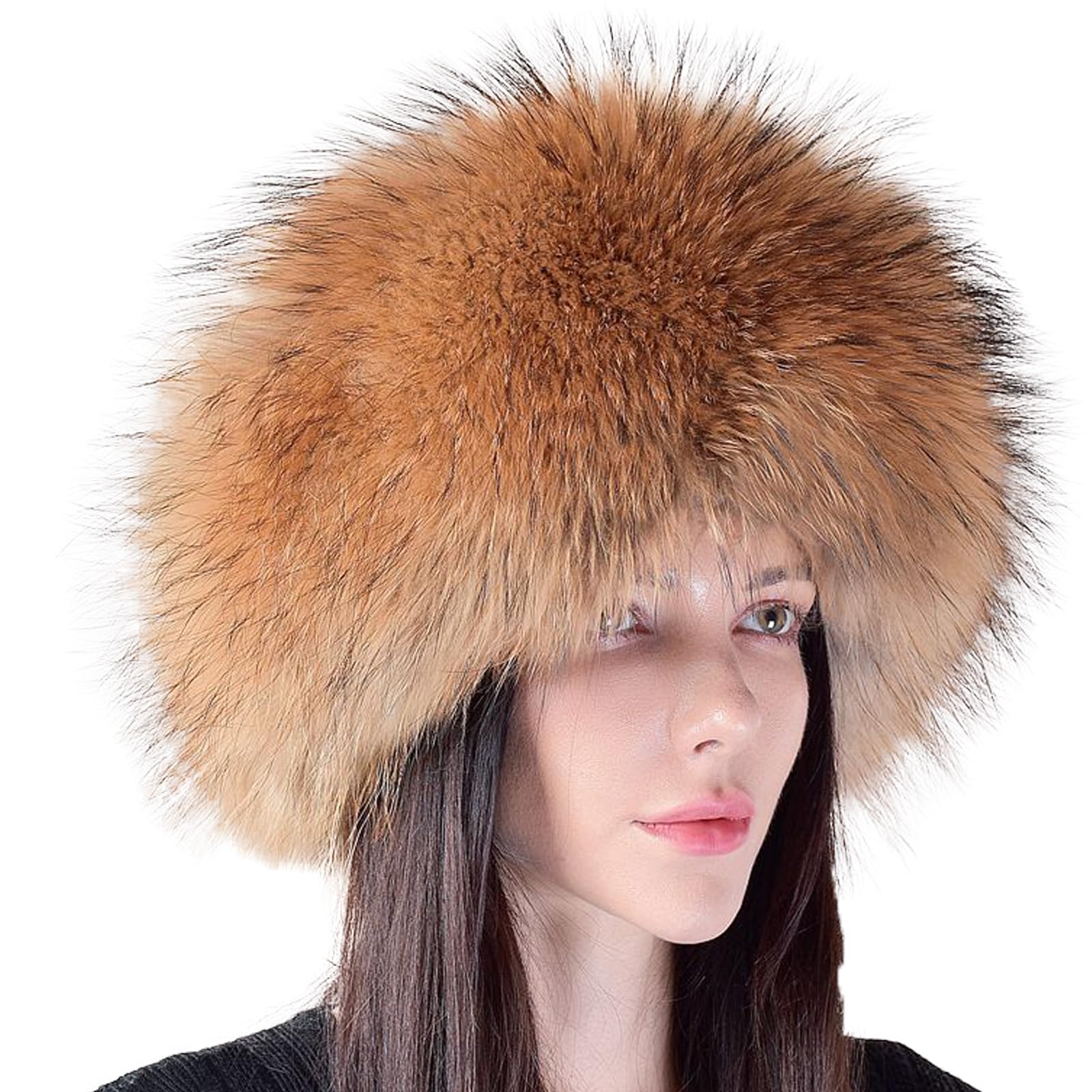 Valpeak Women's Russian Fox Fur Winter Hat - Real Fur, Fluffy & Fuzzy with Furry Tail - Warm Cold Weather Beanie for Outdoor Activities, Skiing, Snowboarding & Fashion