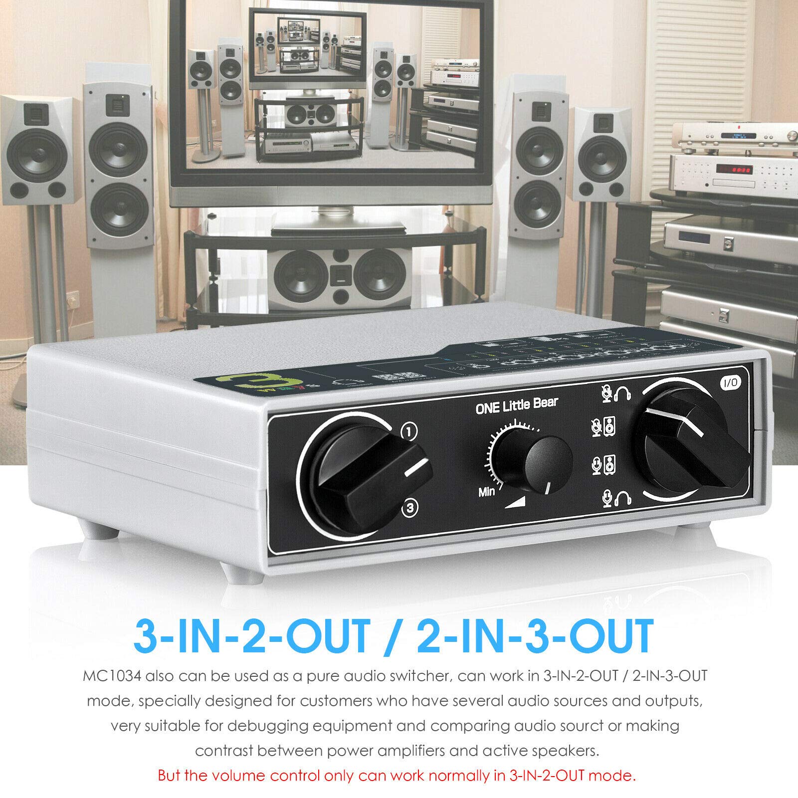 3-Way Portable Audio Splitter for Headphones & Speakers - Perfect for Podcasting, Karaoke, and Studio Recording
