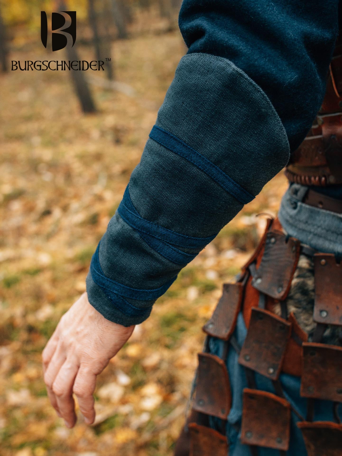 Viking Arm Protection Brim - Grey & Blue Shield for Medieval LARP, Cosplay & Renaissance Faire Costume Accessories