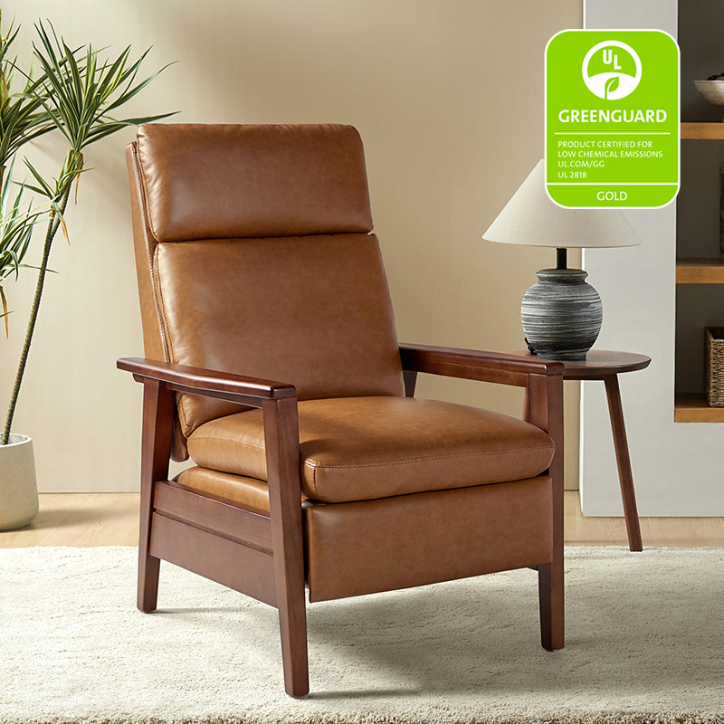 Premium Rainer Faux Leather Recliner Chair with Solid Wood Frame - Timeless Elegance for Living Room, Home Theater & Office Comfort