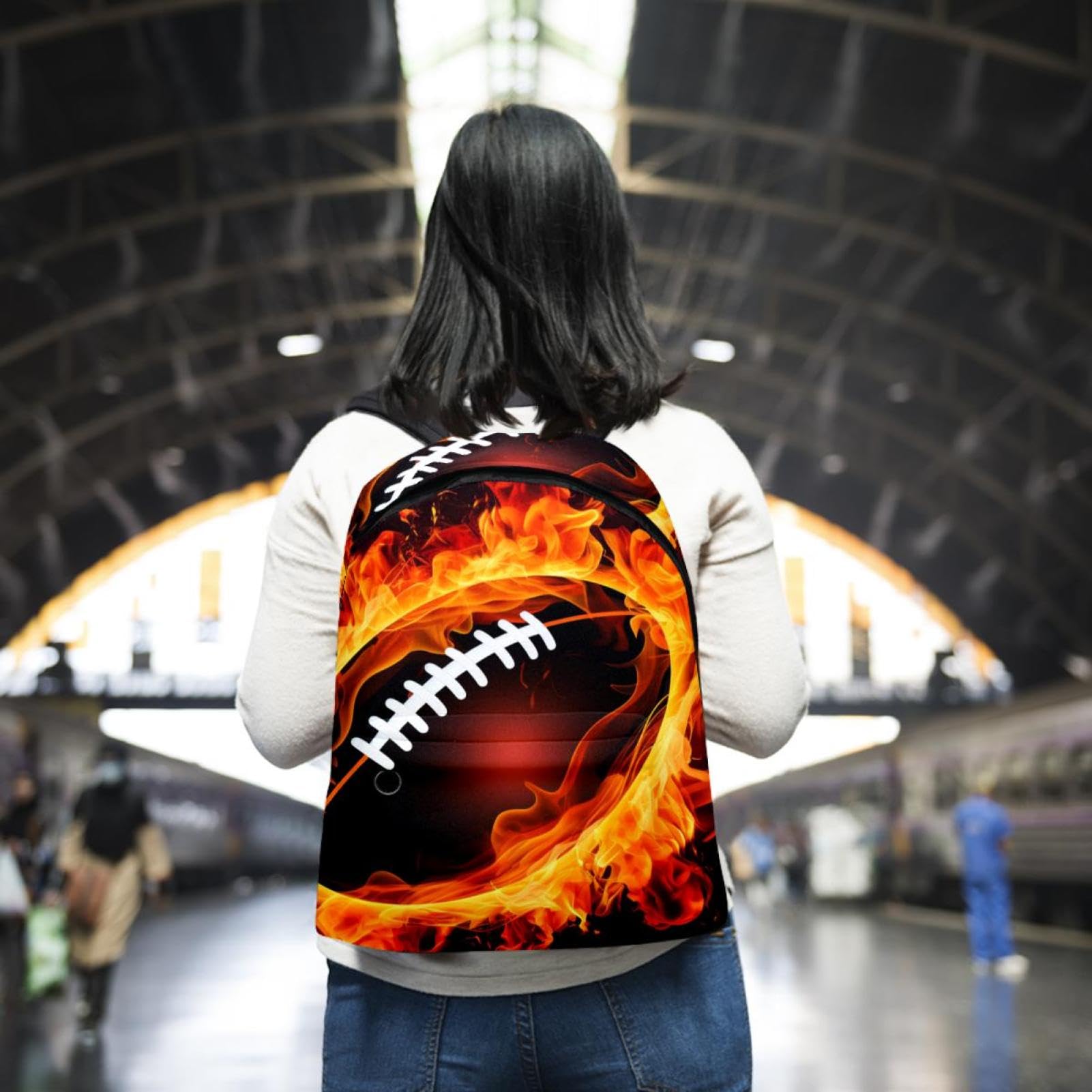Stylish Travel Backpack for Women & Men - Durable American Football Design Backpack for Hiking, Commuting & College Campus Use