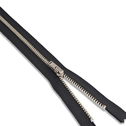 14 Inch Heavy Duty Black Metal Zipper with Nickel Teeth - Non-Separating for Sewing, Garments, Bags, Jackets & Coats | Perfect for DIY Fashion Projects and Durable Clothing Repairs