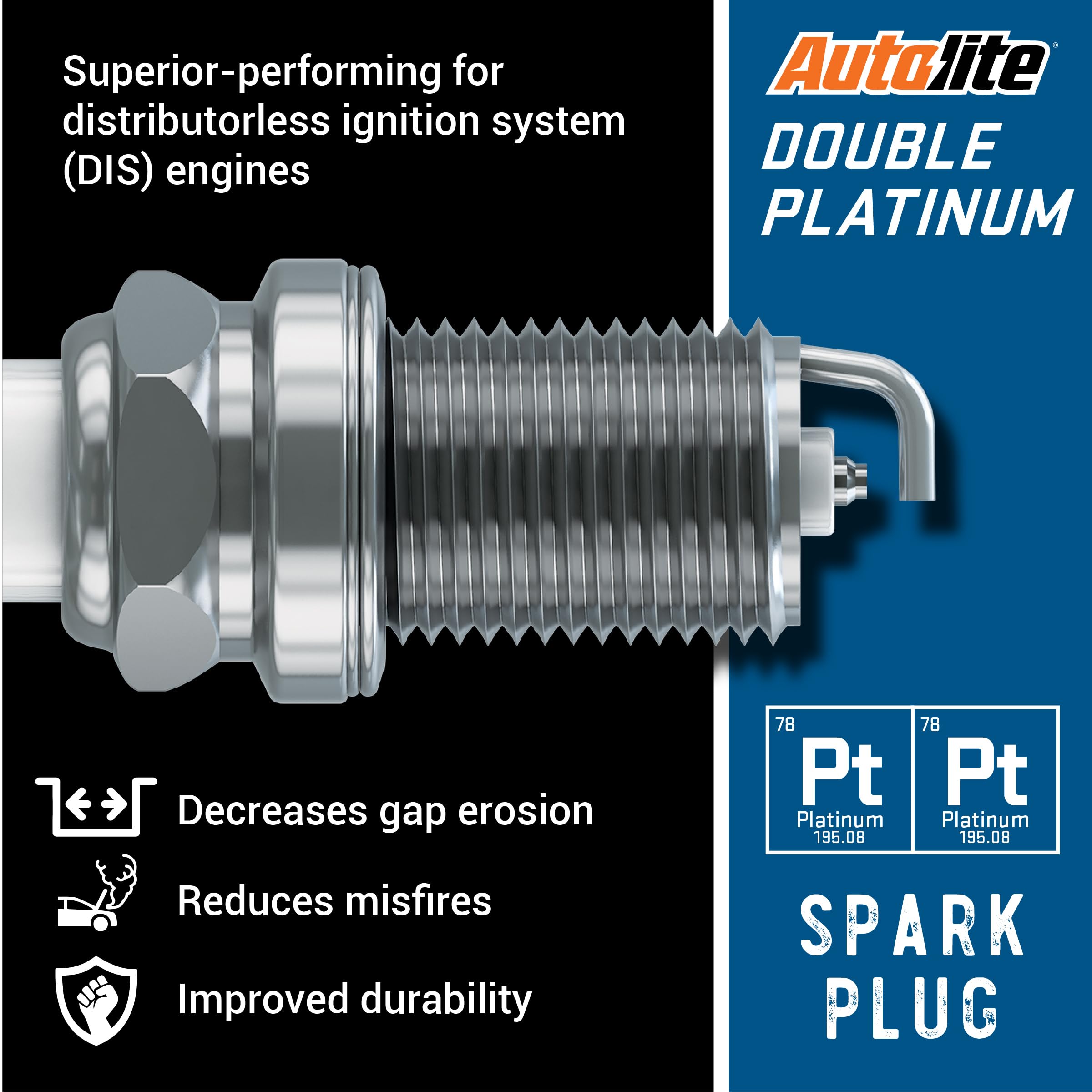 Autolite APP3926 Double Platinum Spark Plugs - 4 Pack | High Performance Replacement Spark Plugs for Cars, Trucks & SUVs | Improves Fuel Efficiency & Engine Performance