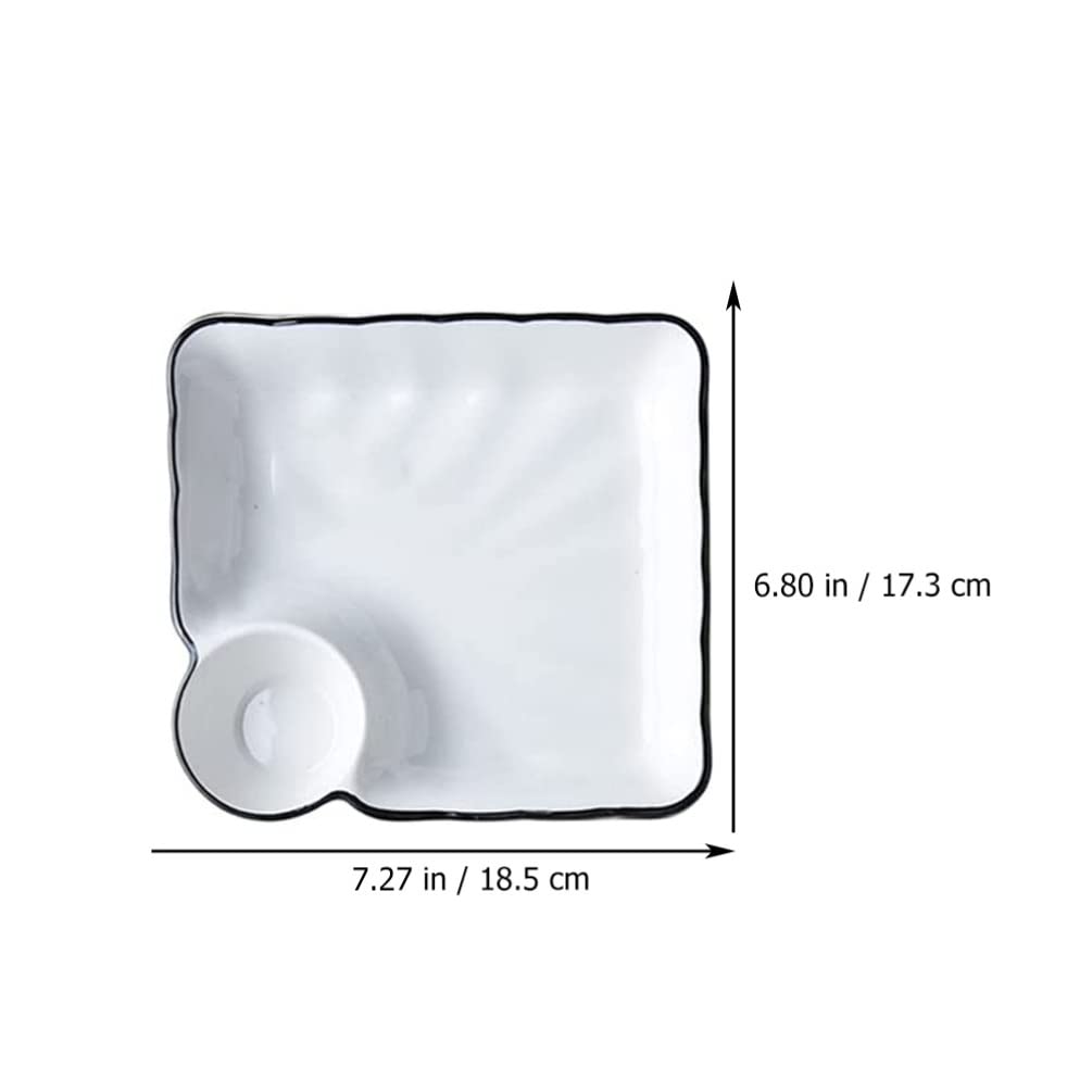 2-Piece Chip and Dip Serving Platter Set - Divided Party Trays with Snack Bowls for Entertaining, Wine & Dine Appetizer Plates - Reusable Dumpling Plate with Sauce Holder - Perfect for Buffet Parties, Game Nights & Family Gatherings (7.27x6.8 Inches)