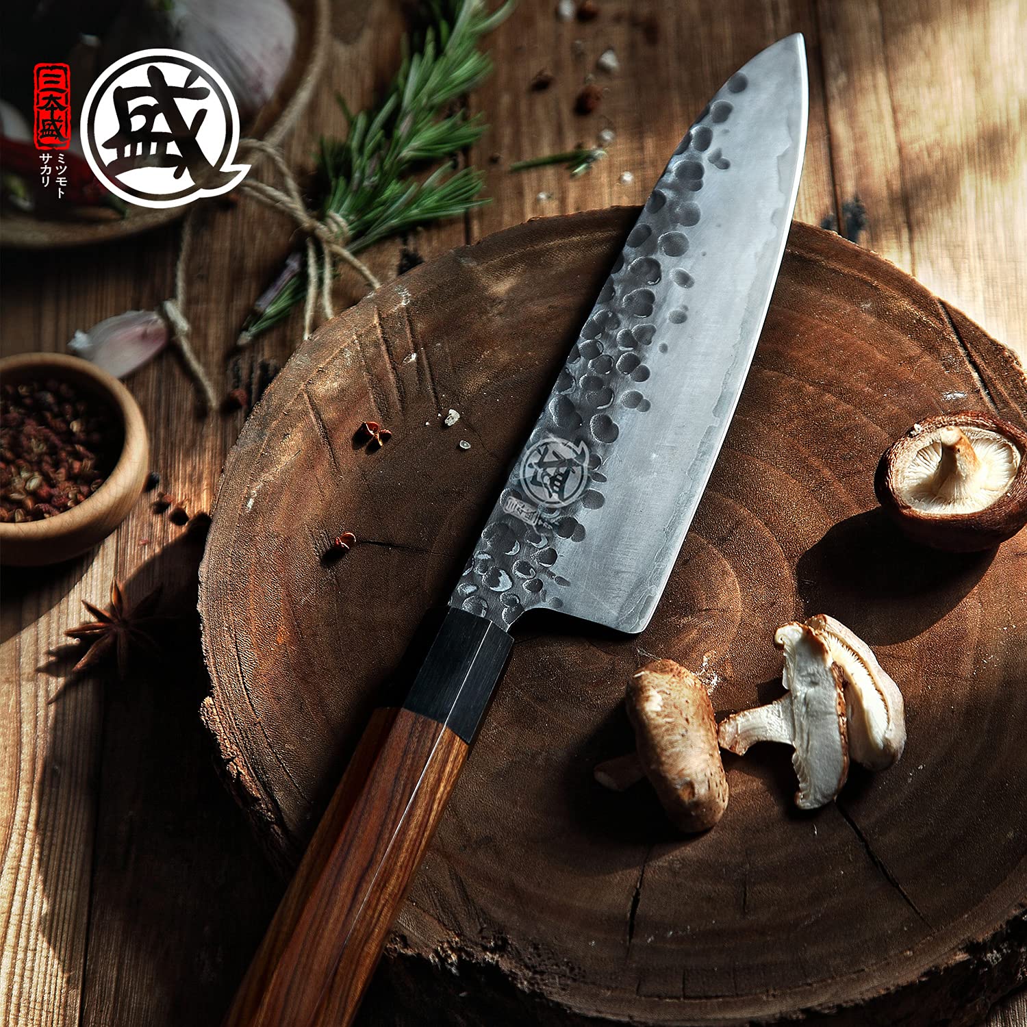 Premium Japanese Chef Knife Set 4 Pcs - Hand Forged High Carbon Steel Kitchen Knives with Rosewood Handle & Sandalwood Gift Box - Ultra Sharp Professional Cooking Knives for Sushi, Meat Cutting & Vegetable Prep
