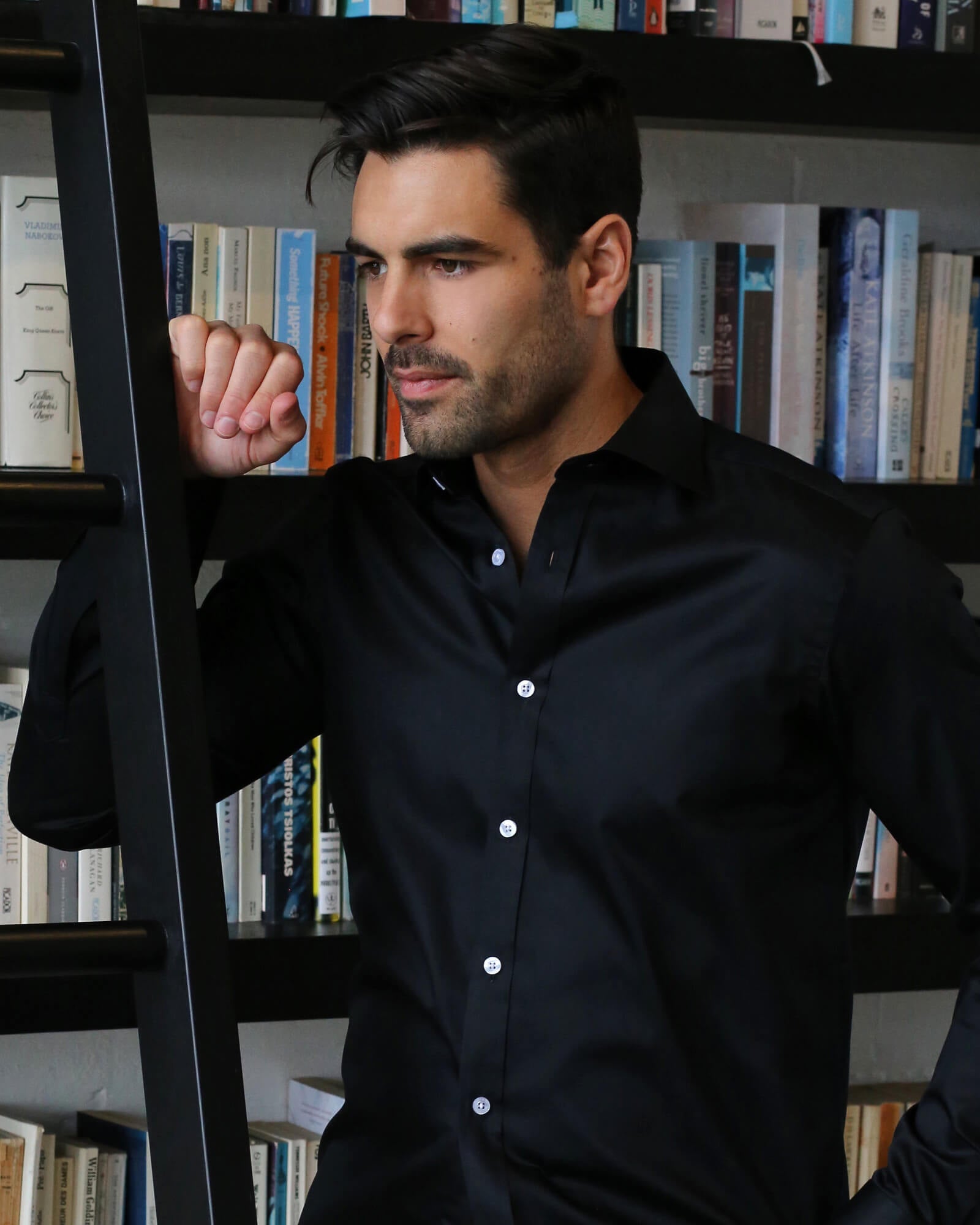 DÉCLIC Rainier Plain Shirt for Men - Classic Black Casual Button Down Shirt | Perfect for Office, Business, and Everyday Wear