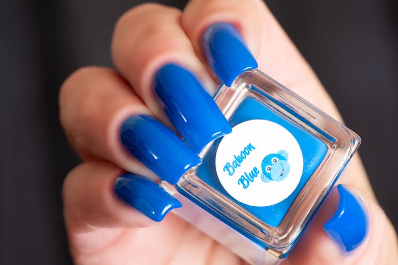 Baboon Blue Neon Nail Polish - Long Lasting UV Reactive Nail Lacquer for Women - Perfect for Parties, Nightlife & Summer Nail Art Designs