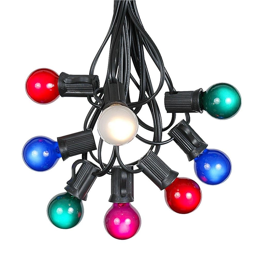 100 Foot G30 Outdoor Patio String Lights with 125 Multi Globe Bulbs – Waterproof Indoor/Outdoor Hanging Lights for Market, Bistro, Café, Garden & Backyard – C7/E12 Base Black Wire – Perfect for Weddings, Parties & Decoration